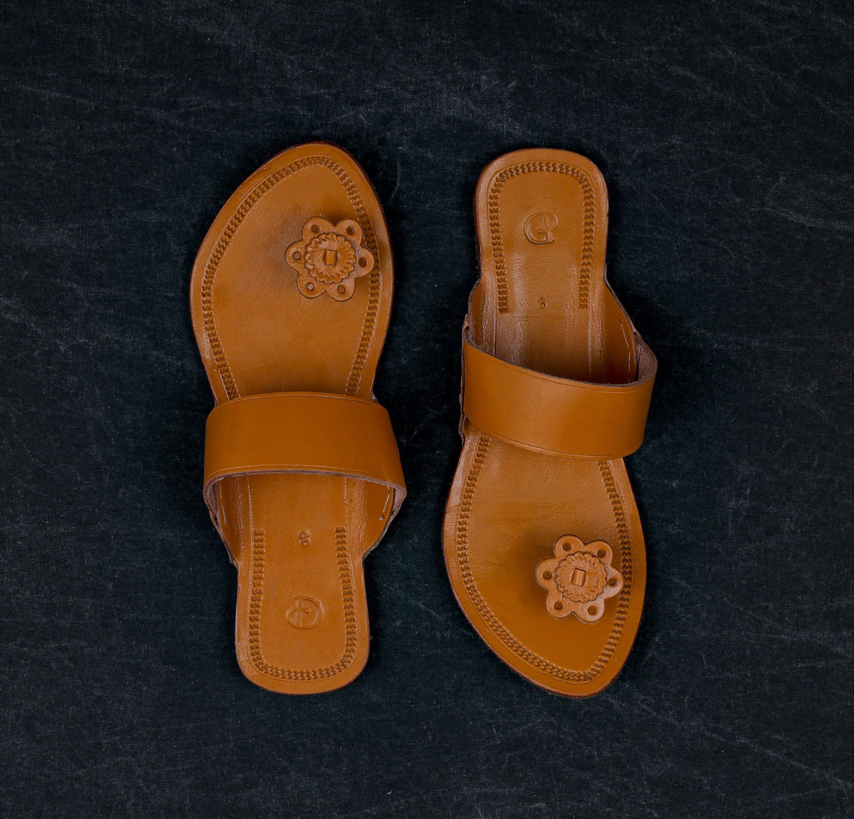 Tan Patent Leather Ethnic Flats