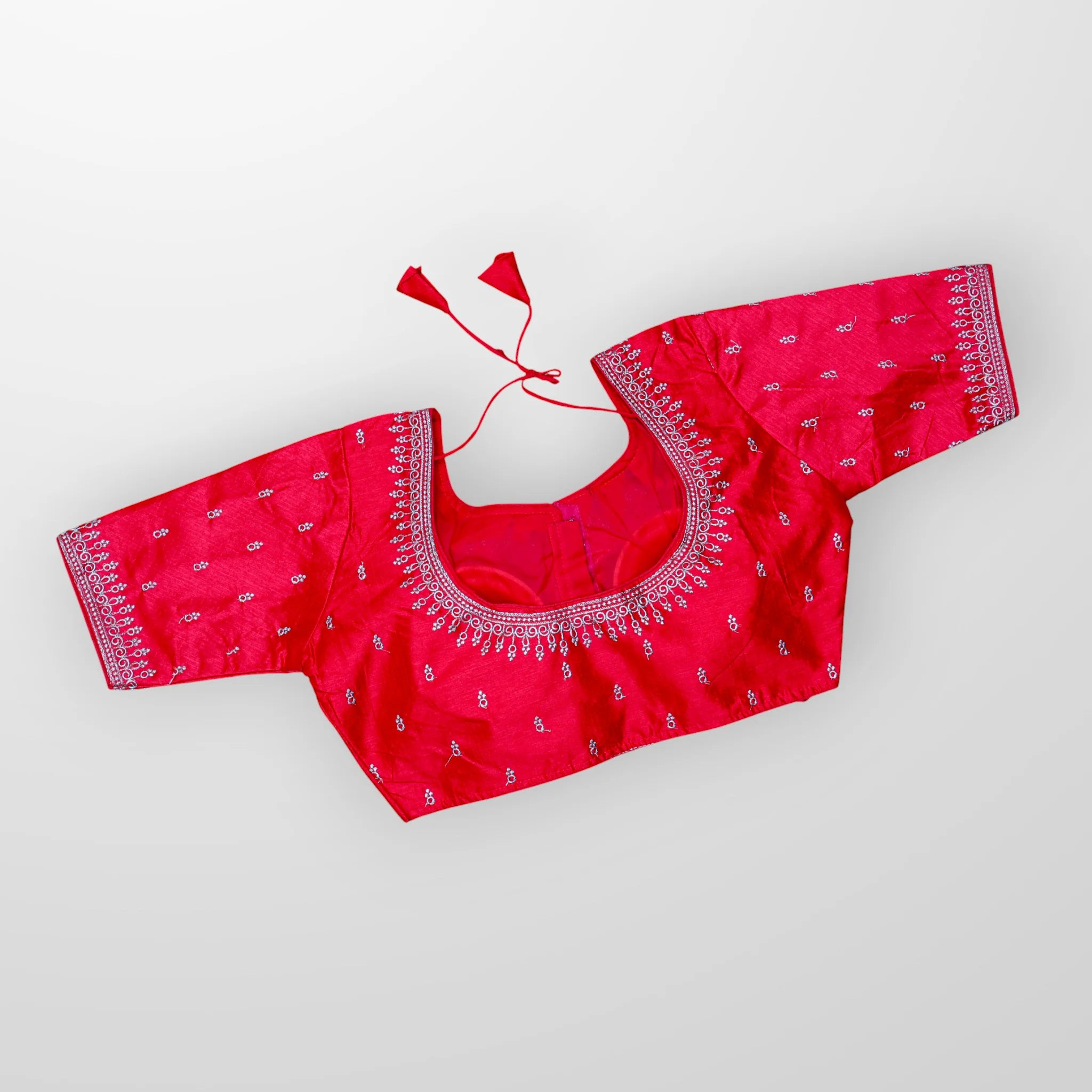 Silver Silk Zari Embroidered Readymade Blouse