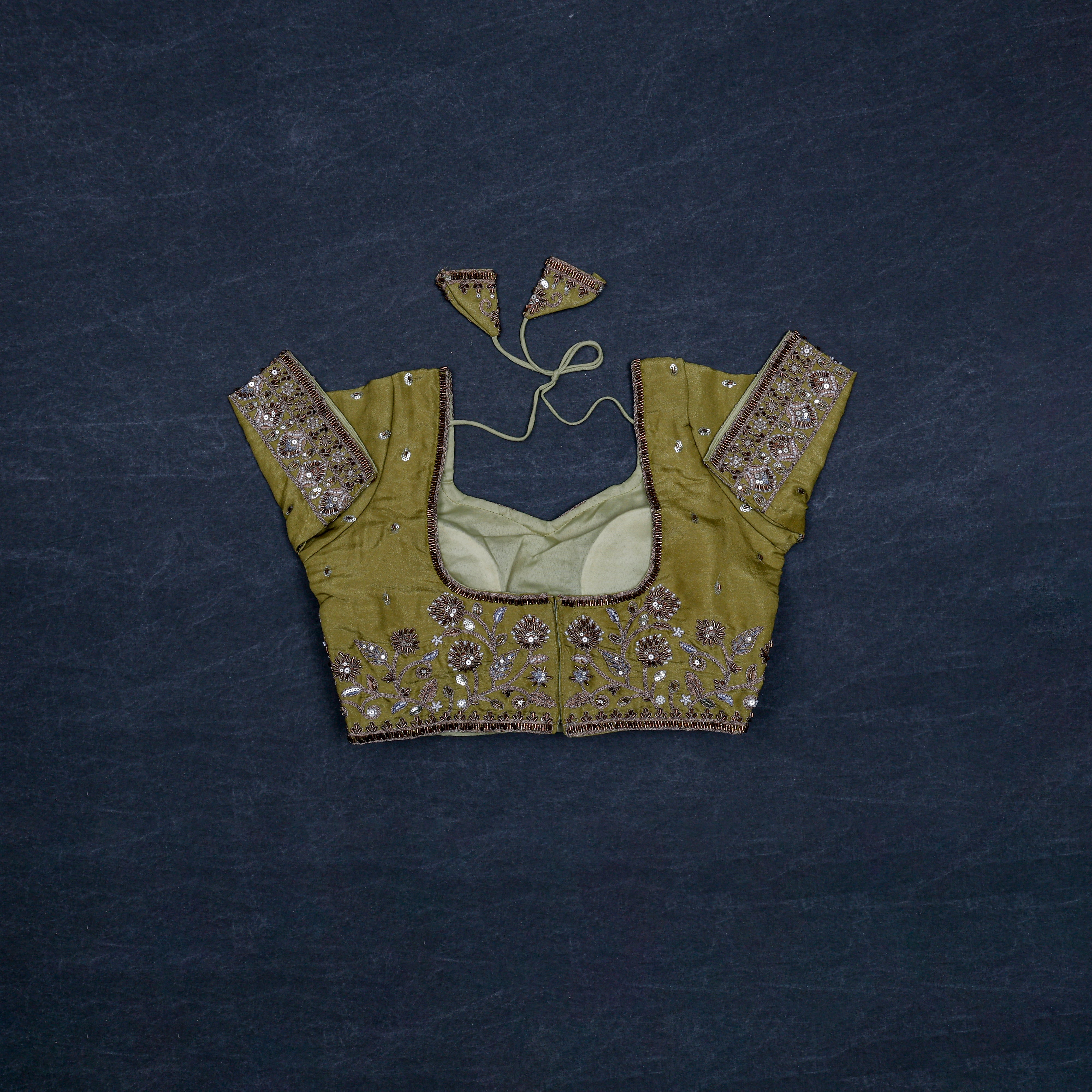 Chic Cosmos Silk Blouse with Notched Neck