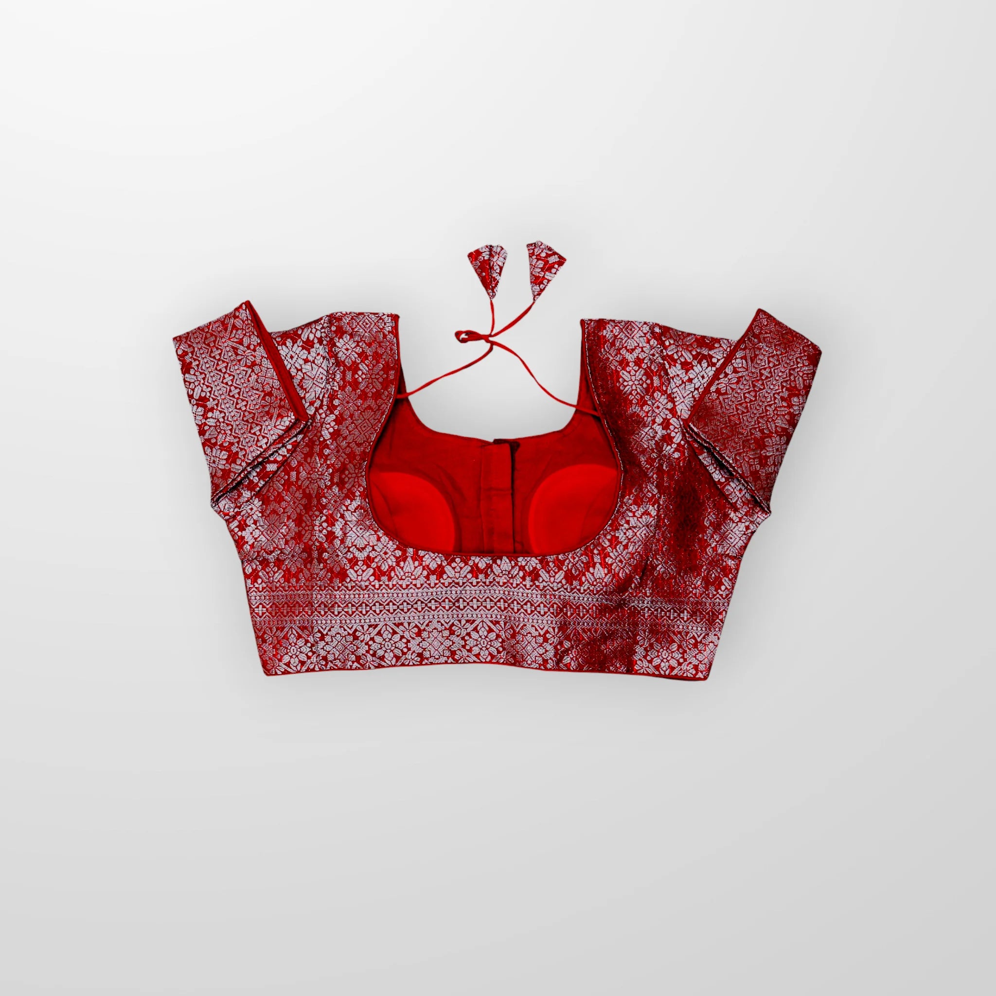 Silver Brocade Silk Jacquard Readymade Blouse