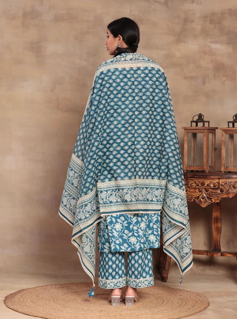 Embroidered Cotton Kurta Set