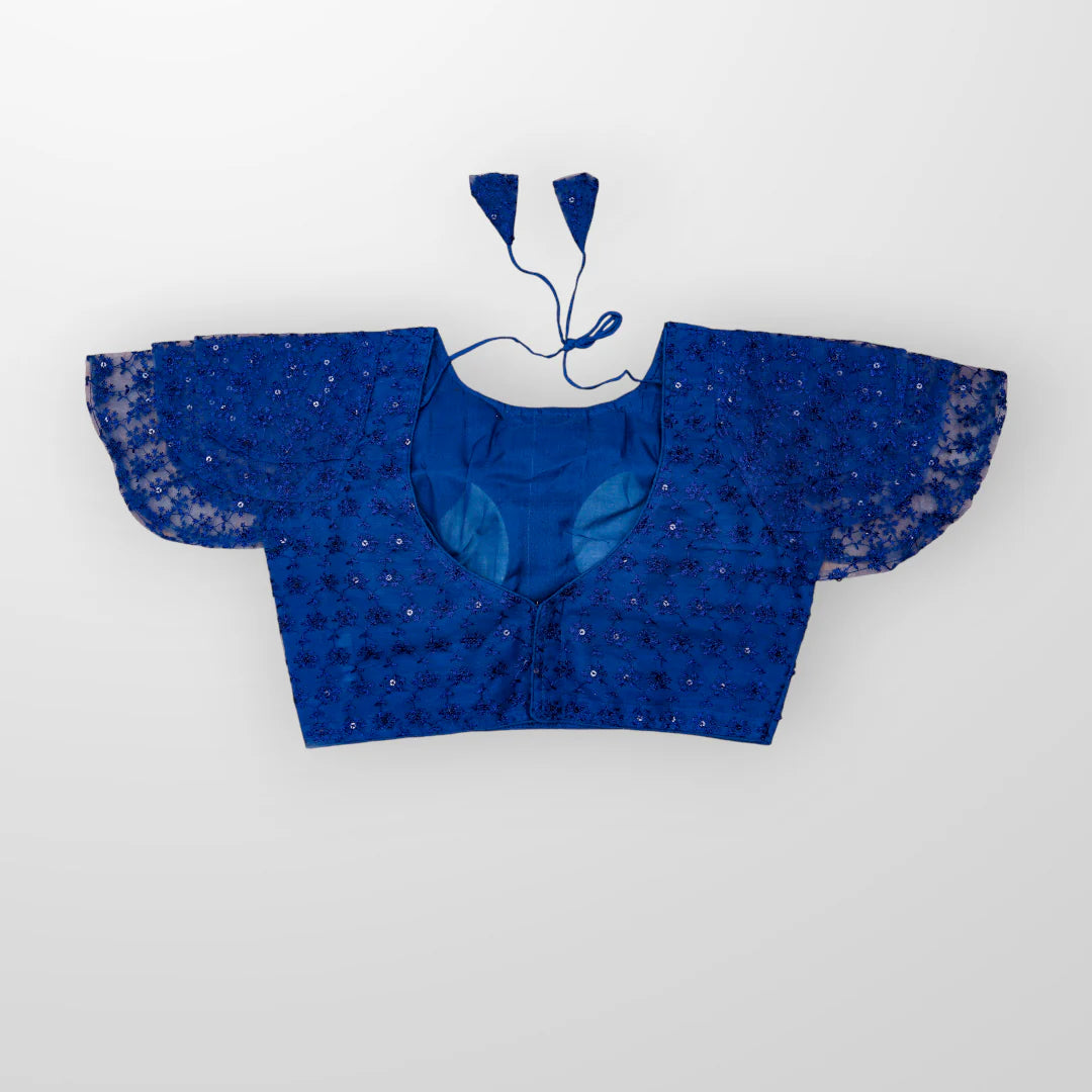 Embroidered Ruffle Sleeve Cotton Readymade Blouse