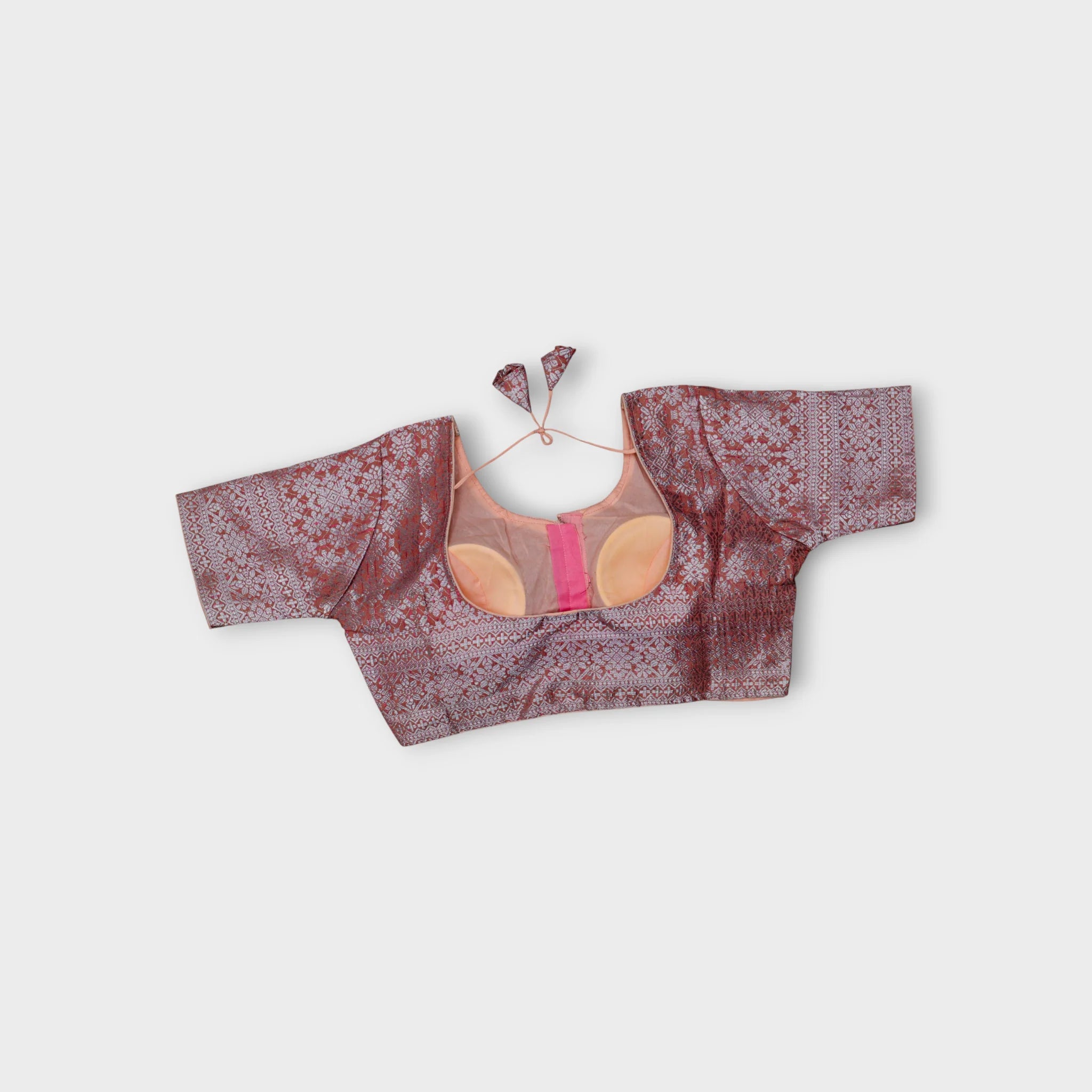Silver Brocade Silk Jacquard Readymade Blouse