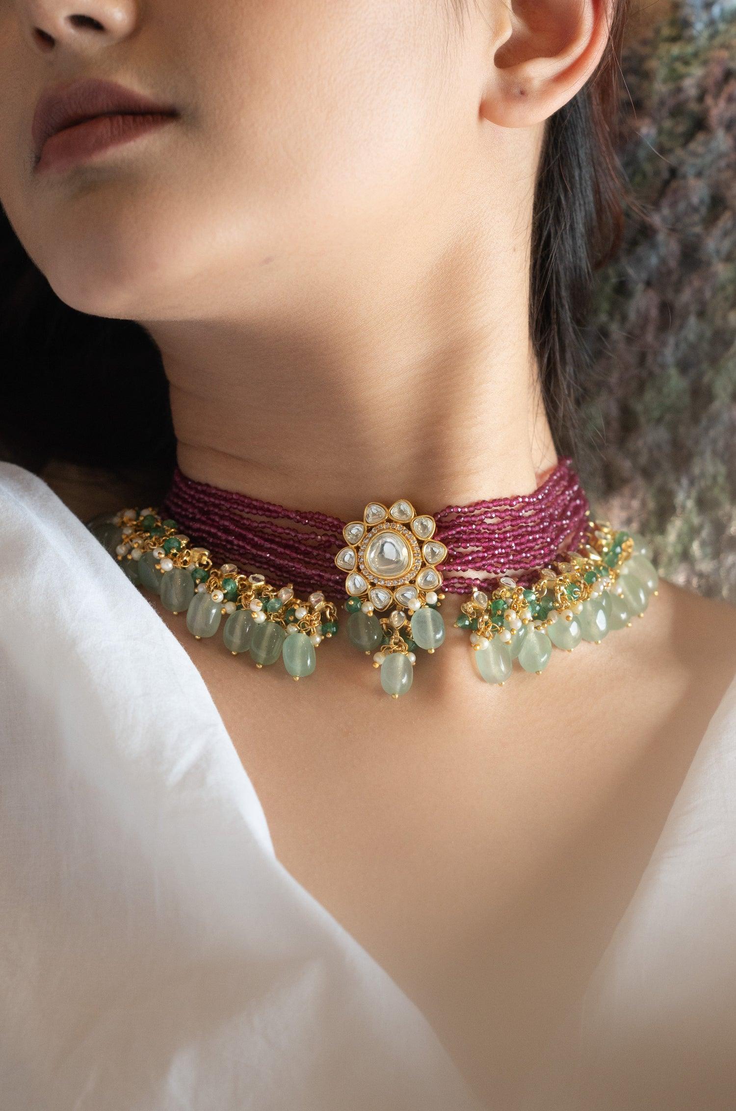 Pretty in Pink Polki Necklace - Dyulokha