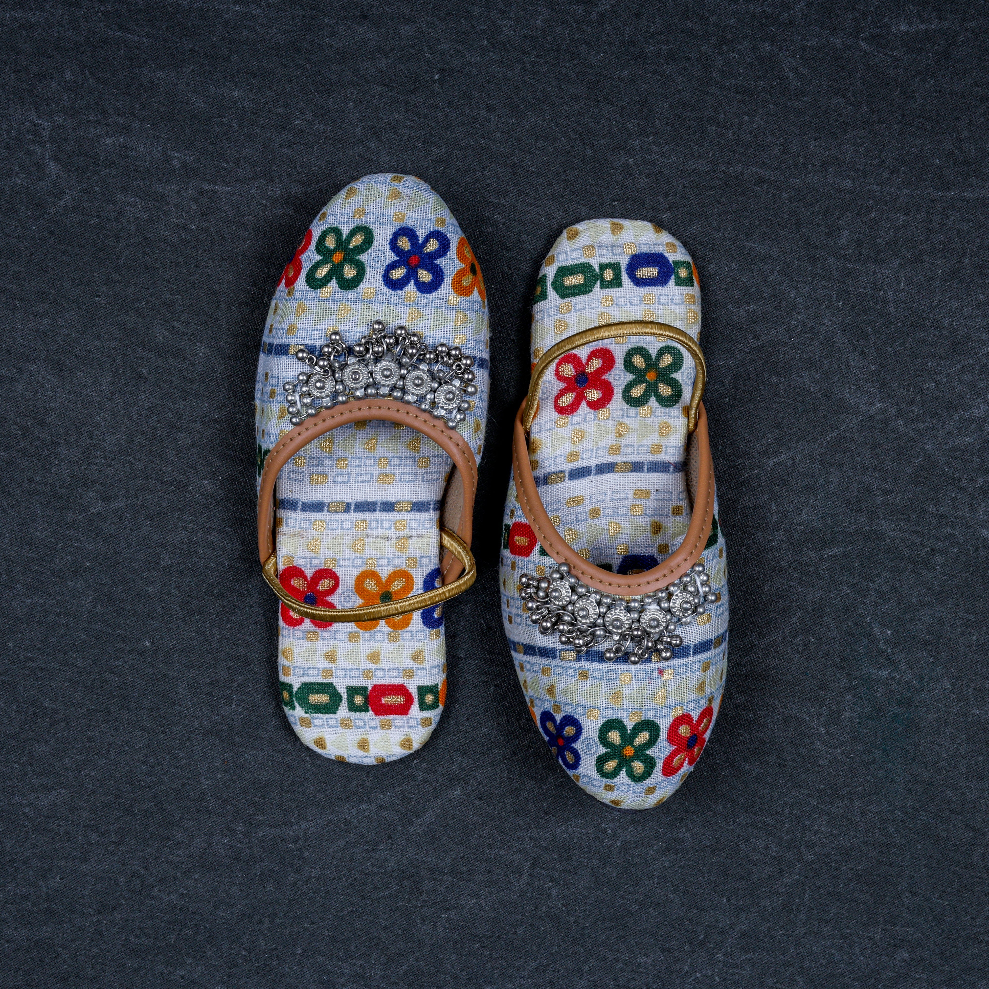 Grey Textured Artisan Ethnic Mules