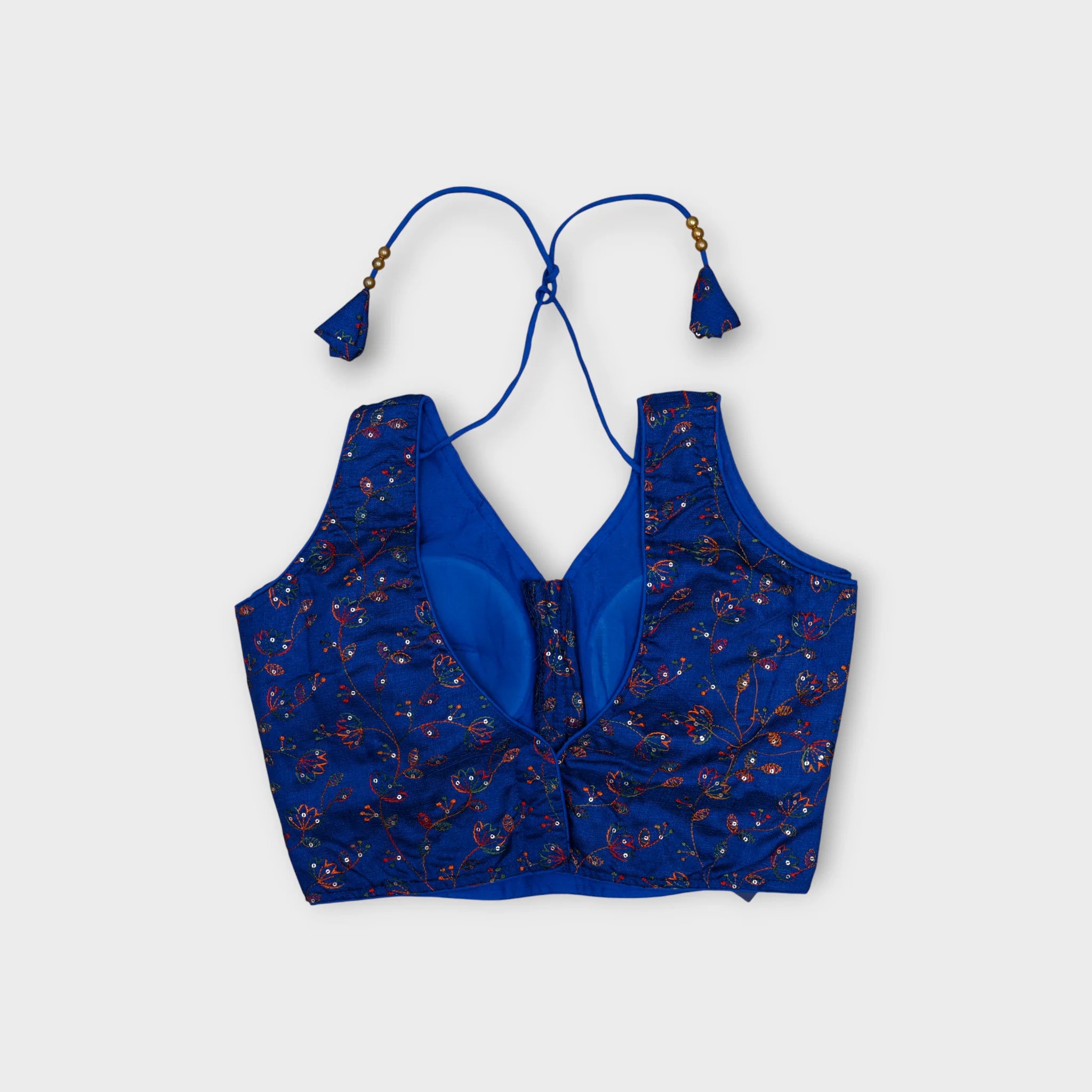 Silk V Neck Embroidered Readymade Blouse