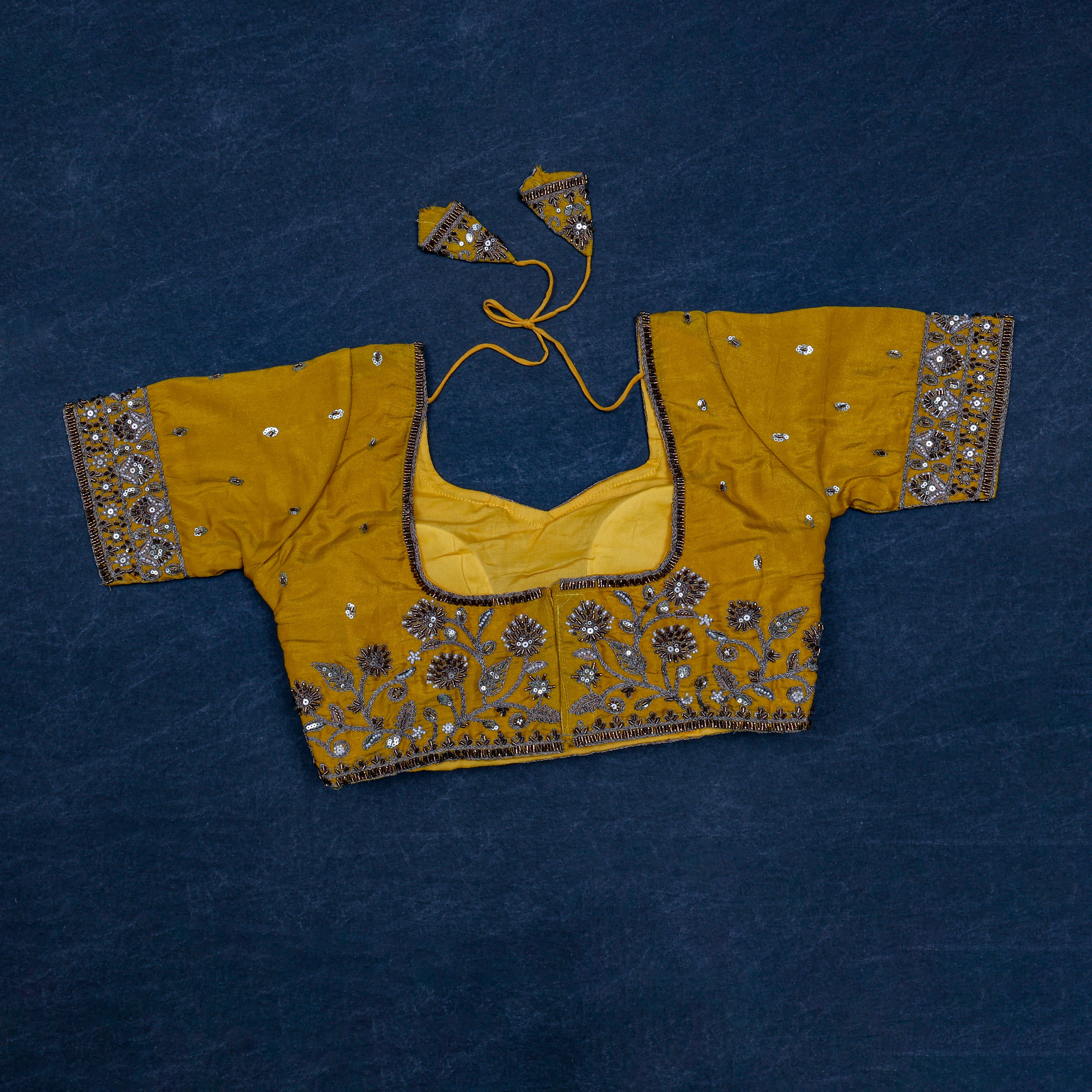Chic Cosmos Silk Blouse with Notched Neck