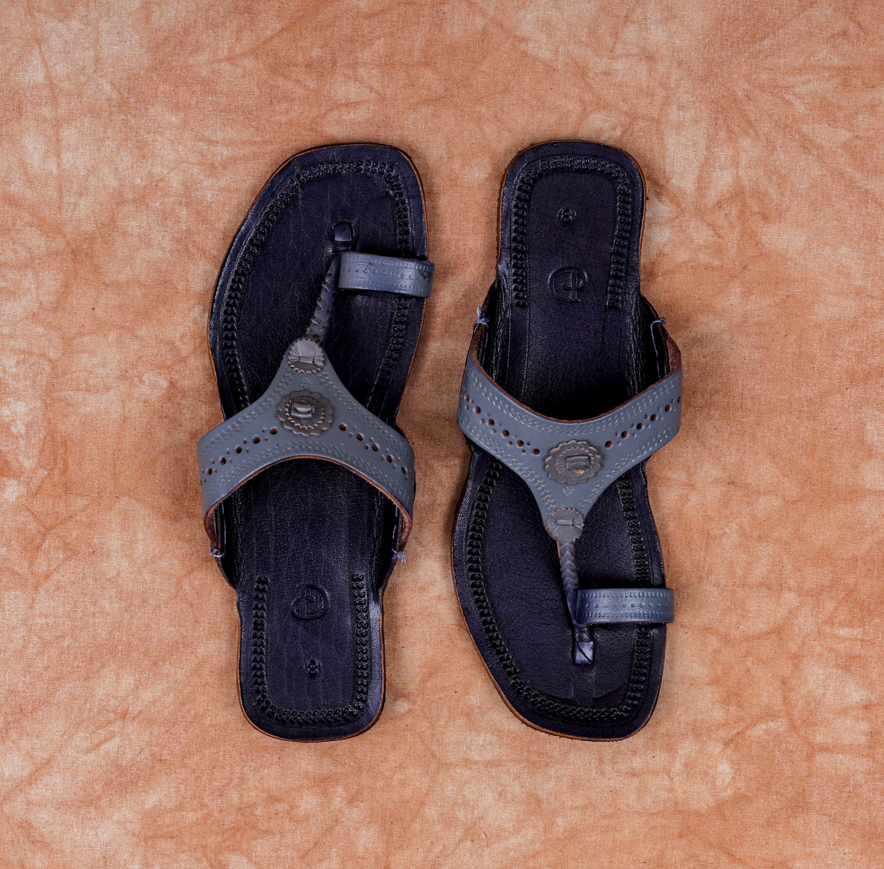 Black Artisan Crafted Kolhapuri Sandals