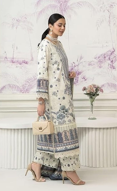 White Silk Beaded Floral Embroidered Pakistani Suit