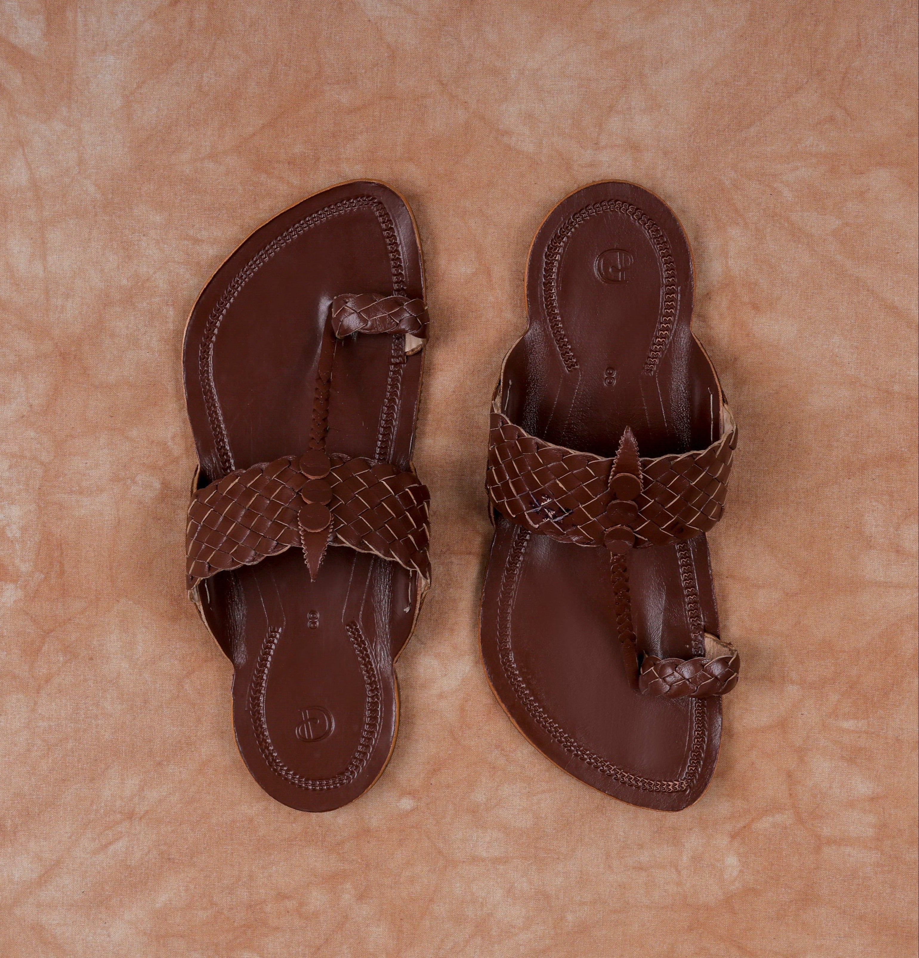 Patent Brown Leather Kolhapuri Sandals