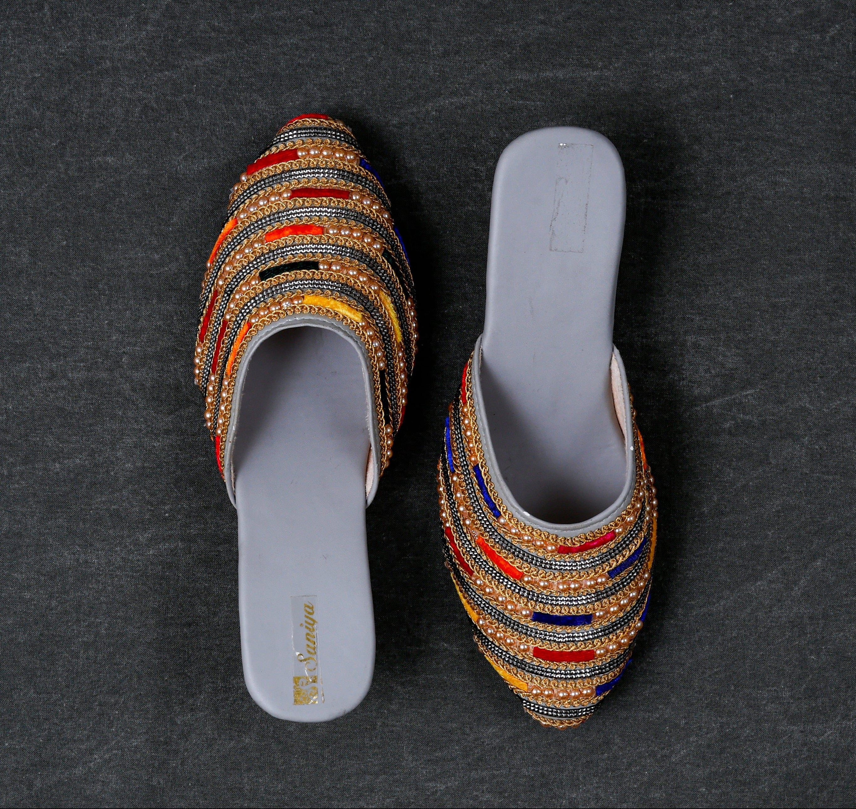 Two Tone Yellow Ethnic Mules