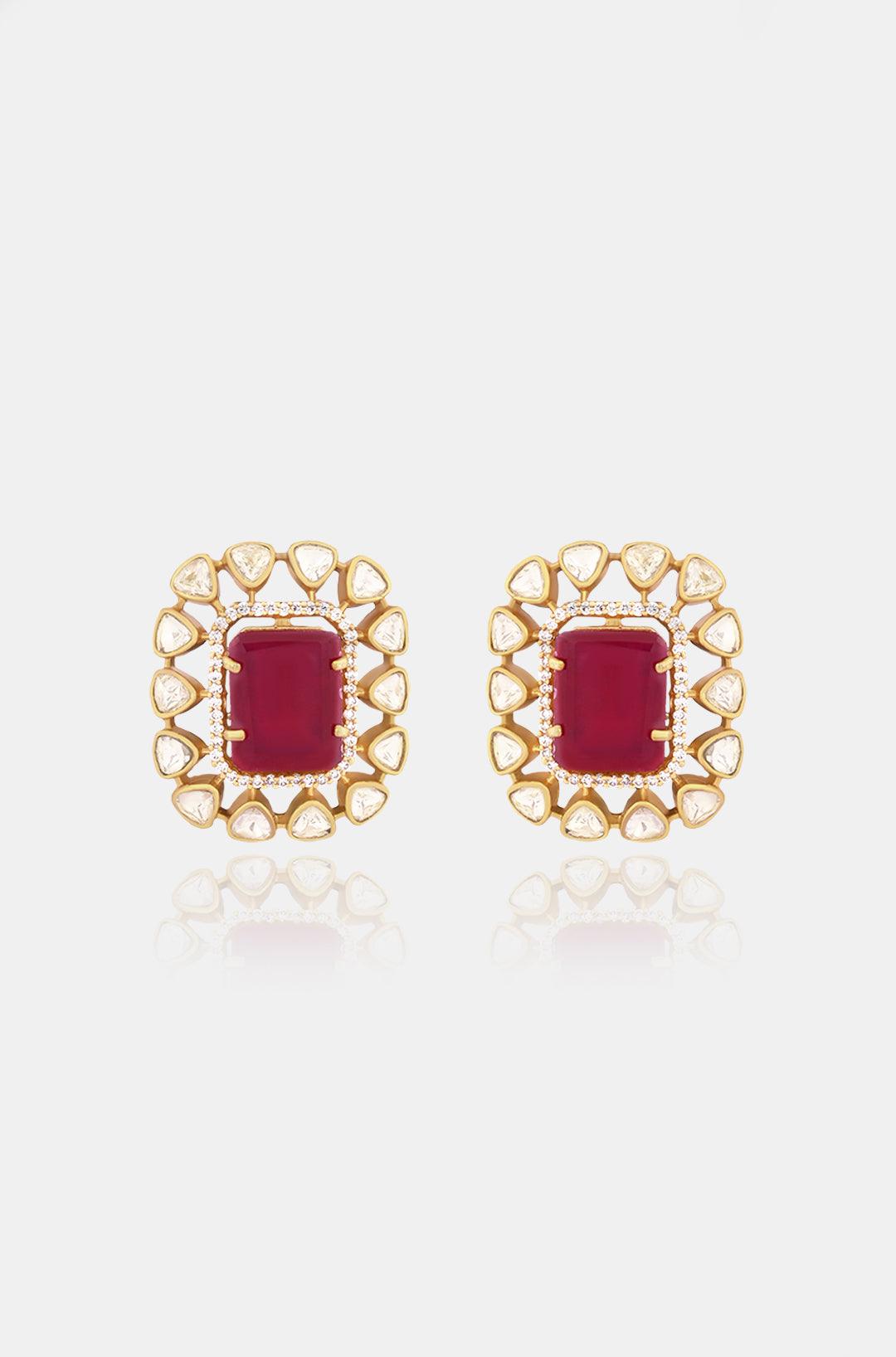 Radiant Ruby Kundan Necklace Set - Dyulokha