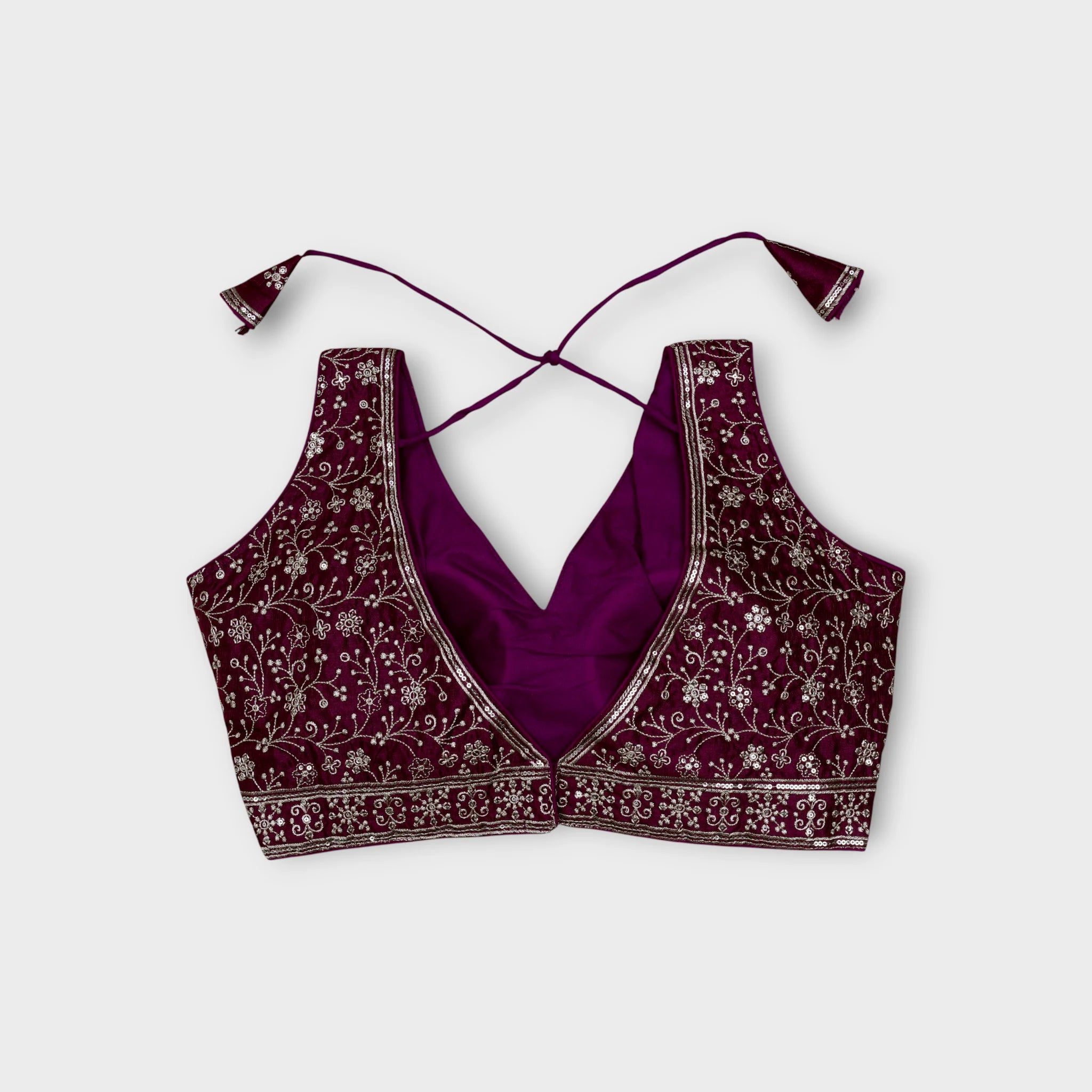Unveil Charm Phantom Silk V Neck Blouse