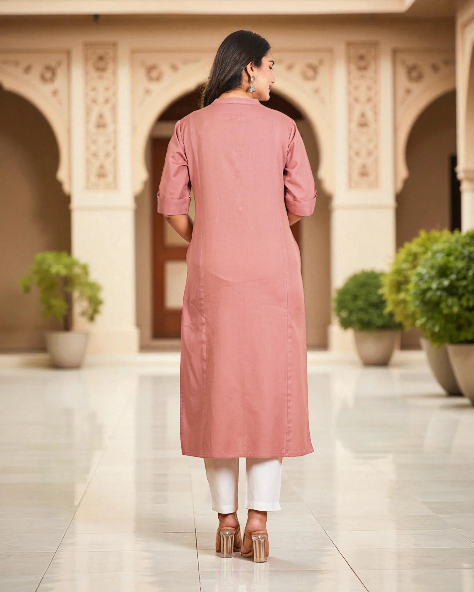 Fusion Cotton Embroidered Kurta