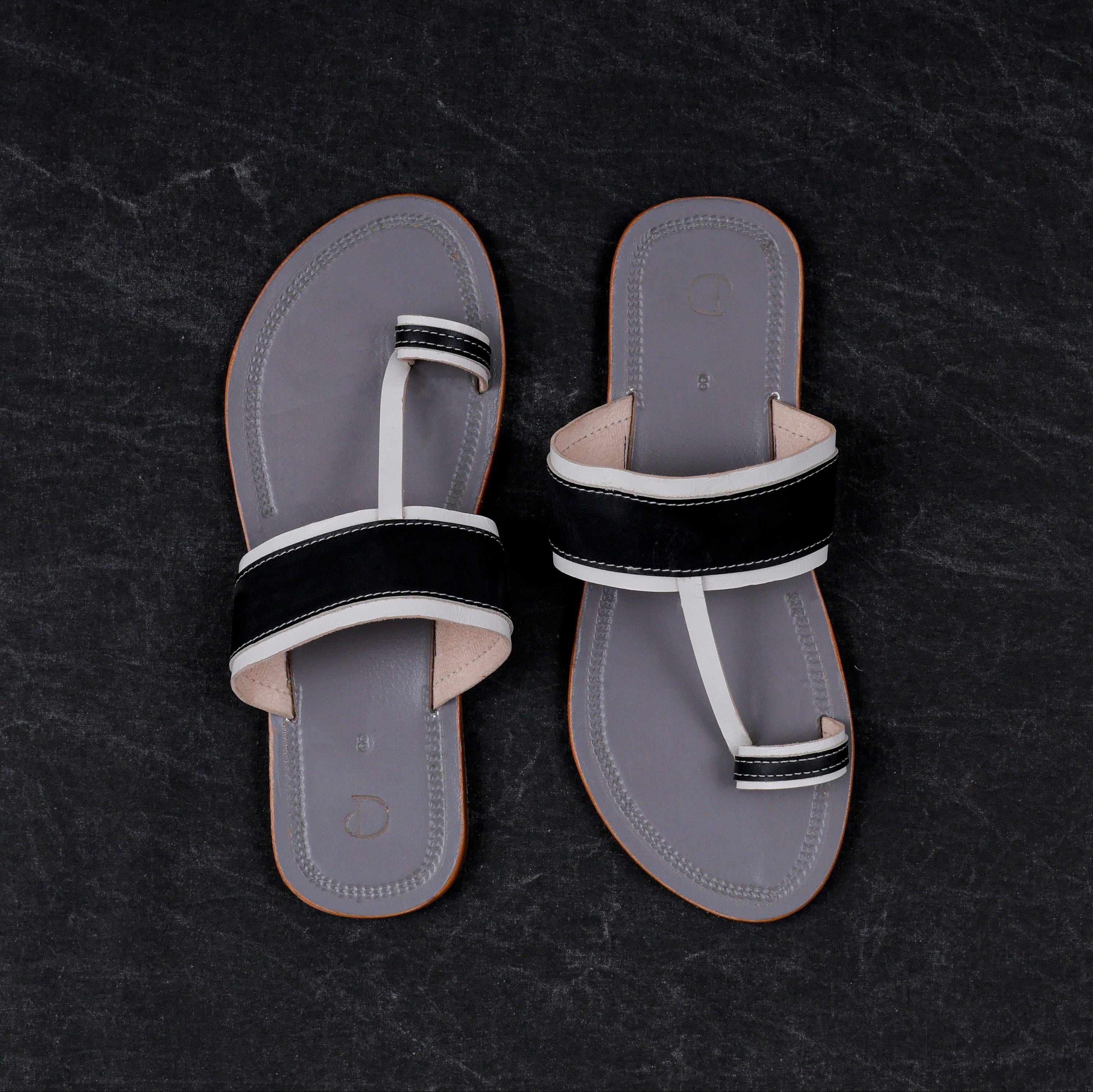 Two Tone Grey Artisan Kolhapuri Sandals