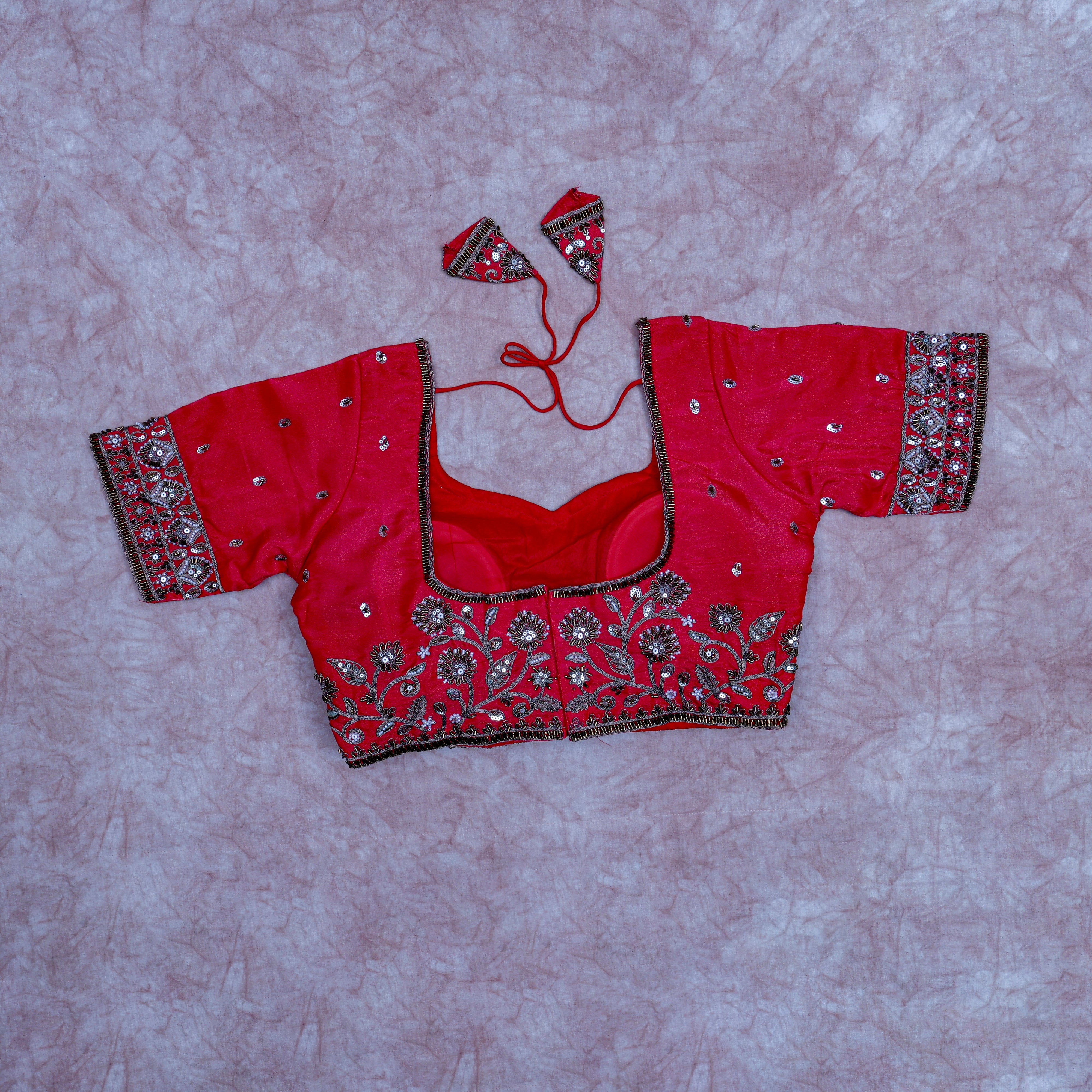 Chic Cosmos Silk Blouse with Notched Neck