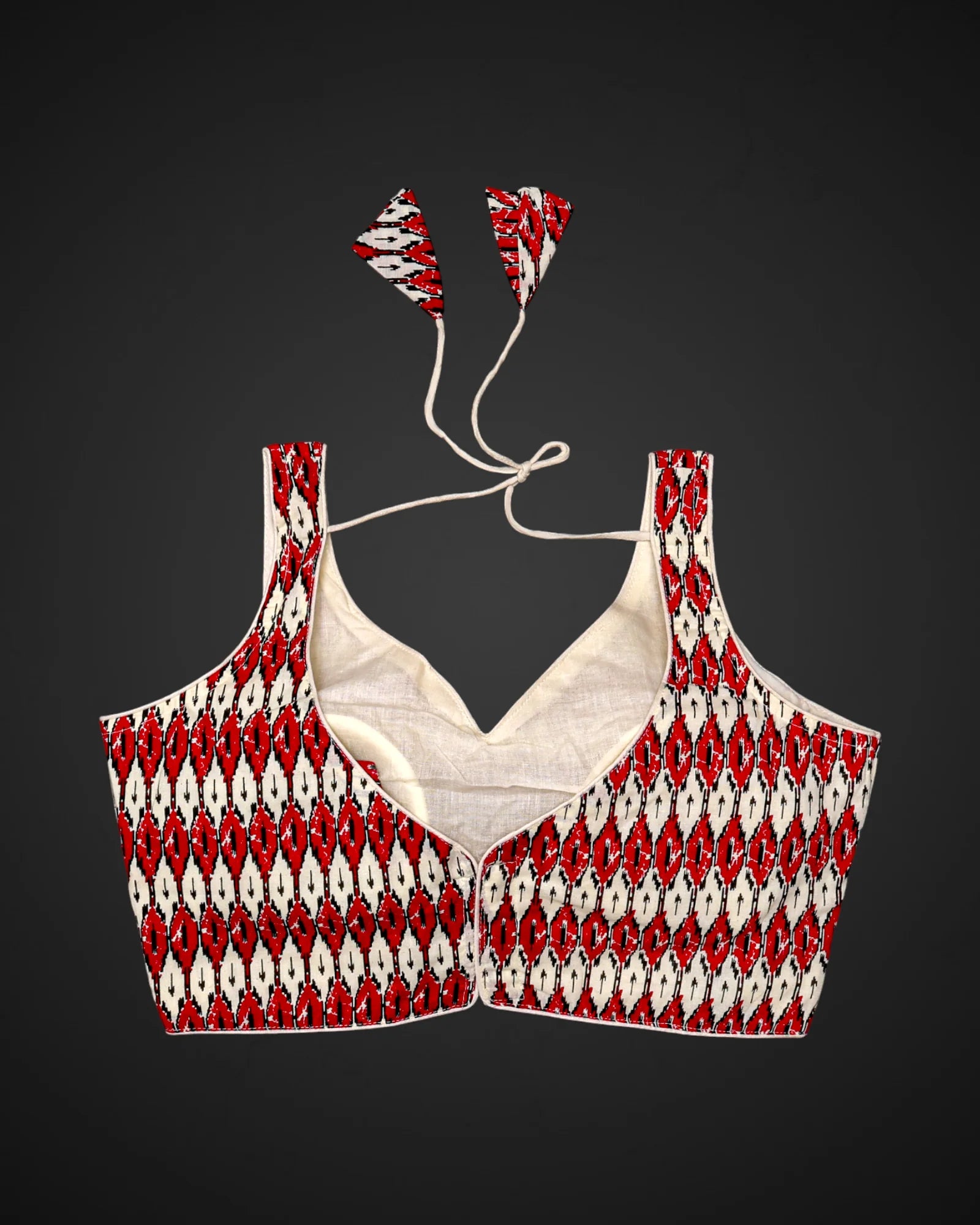 Ajrak Print Cotton V Neck Readymade Blouse