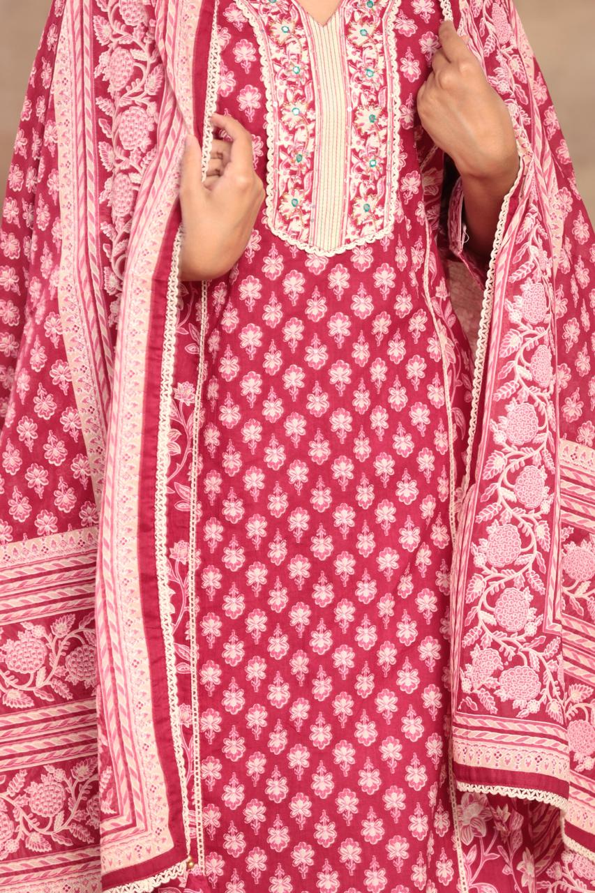 Embroidered Cotton Kurta Set