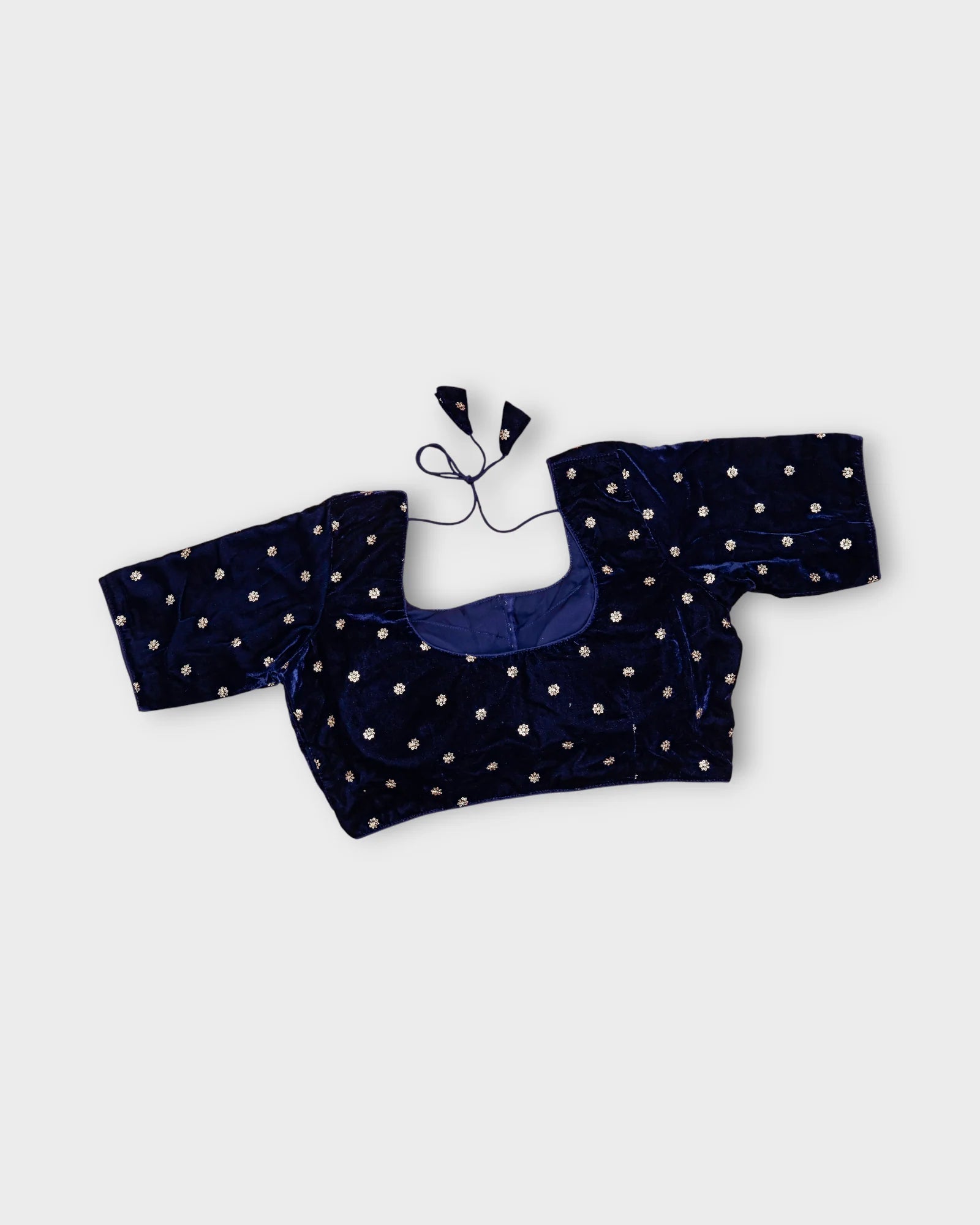 Velvet Deep Back Half Sleeve Blouse