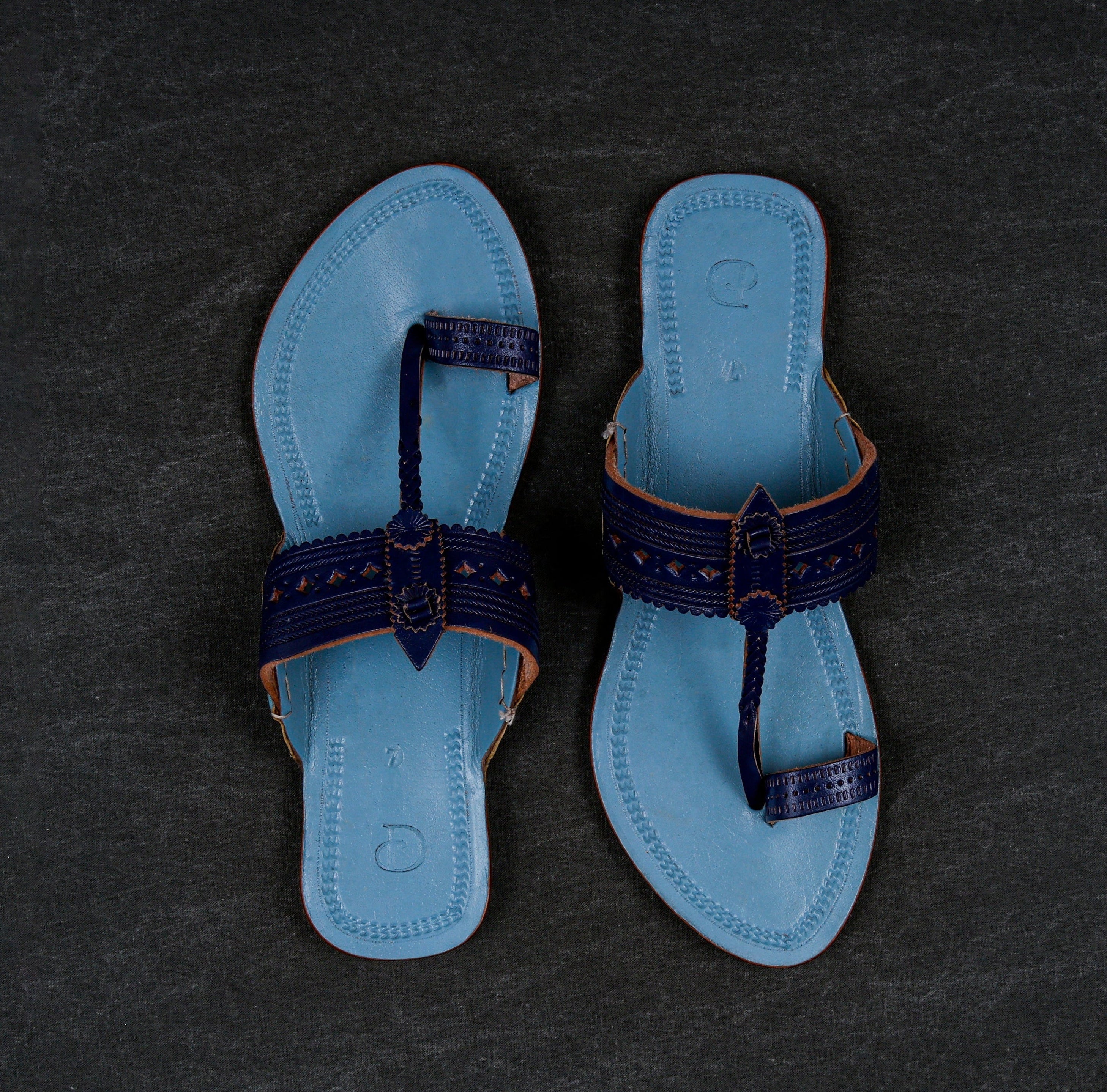 Sky Blue Handcrafted Kolhapuri Sandals
