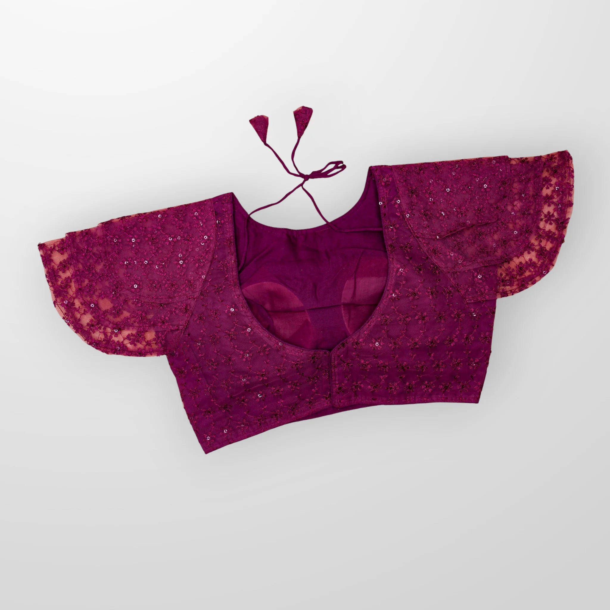 Embroidered Ruffle Sleeve Cotton Readymade Blouse
