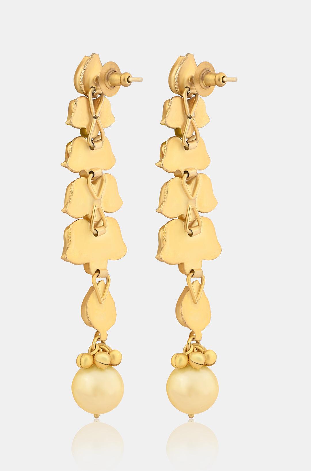 Kundan Pearl Drop Earrings - Dyulokha