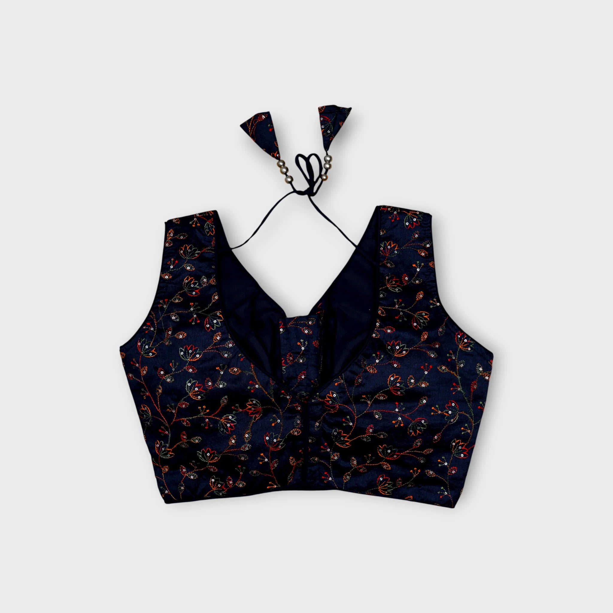 Silk V Neck Embroidered Readymade Blouse