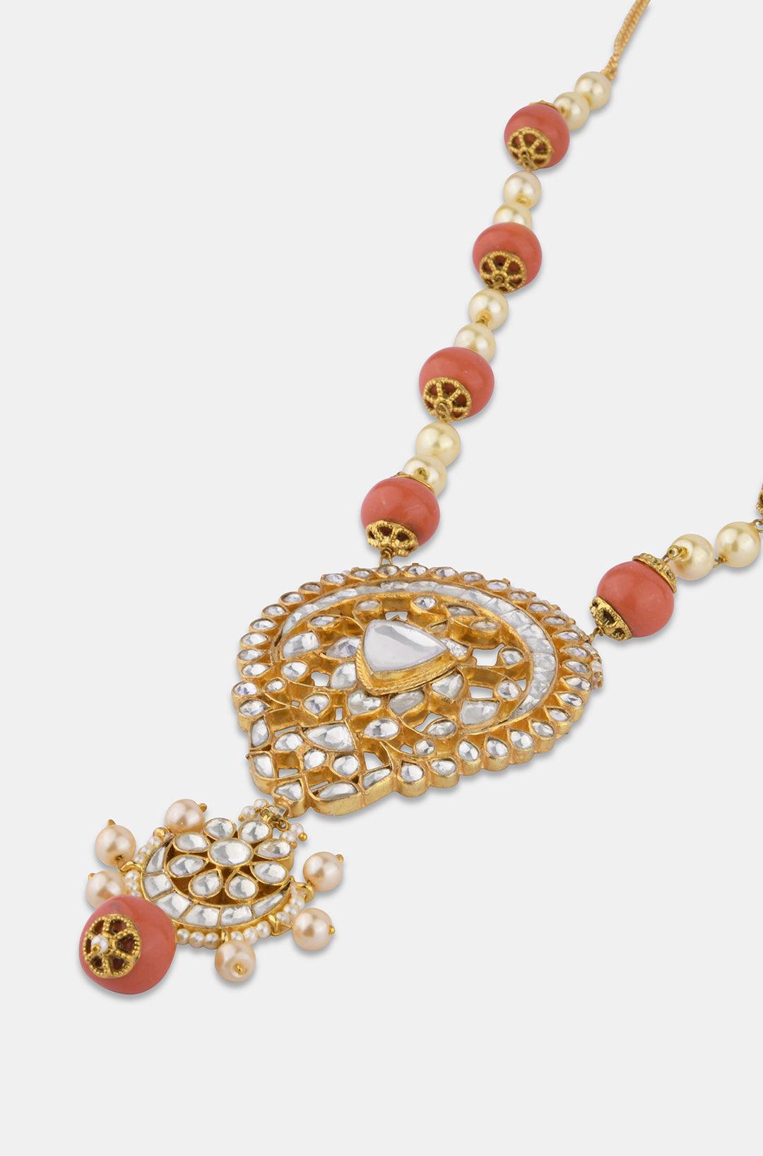 Coral Stones & Pearls Harmony Necklace - Dyulokha