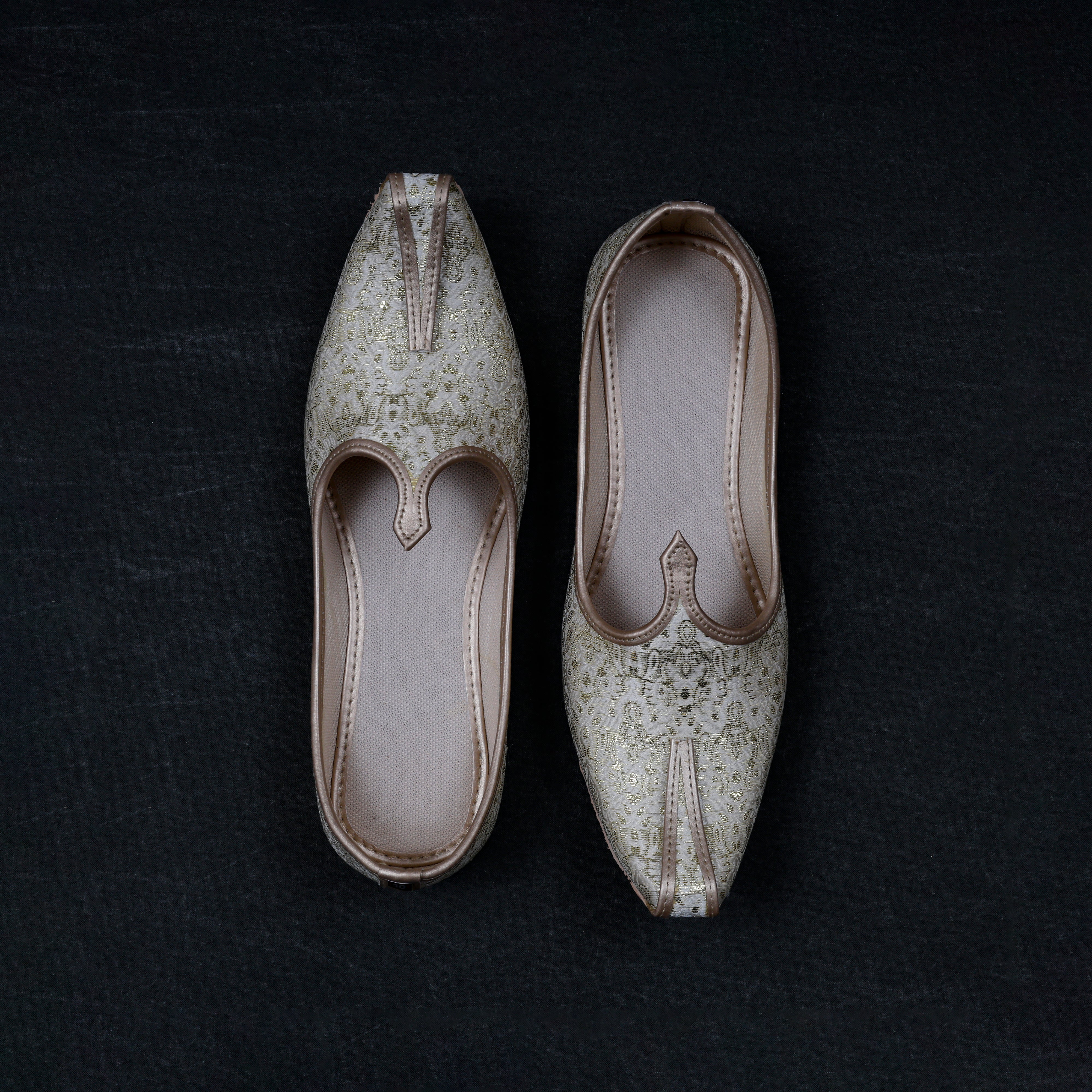 Off White Canvas Pointed Mojari