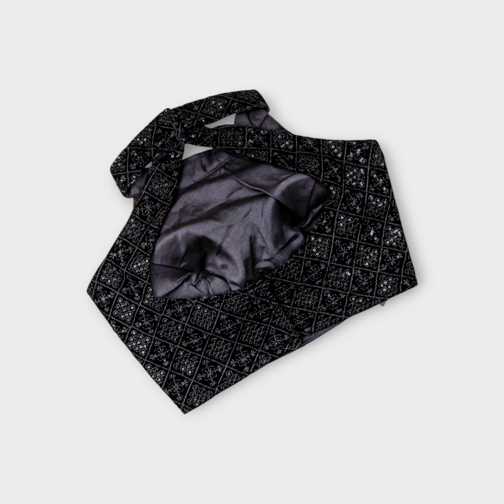 Velvet Jewel Neck Readymade Blouse