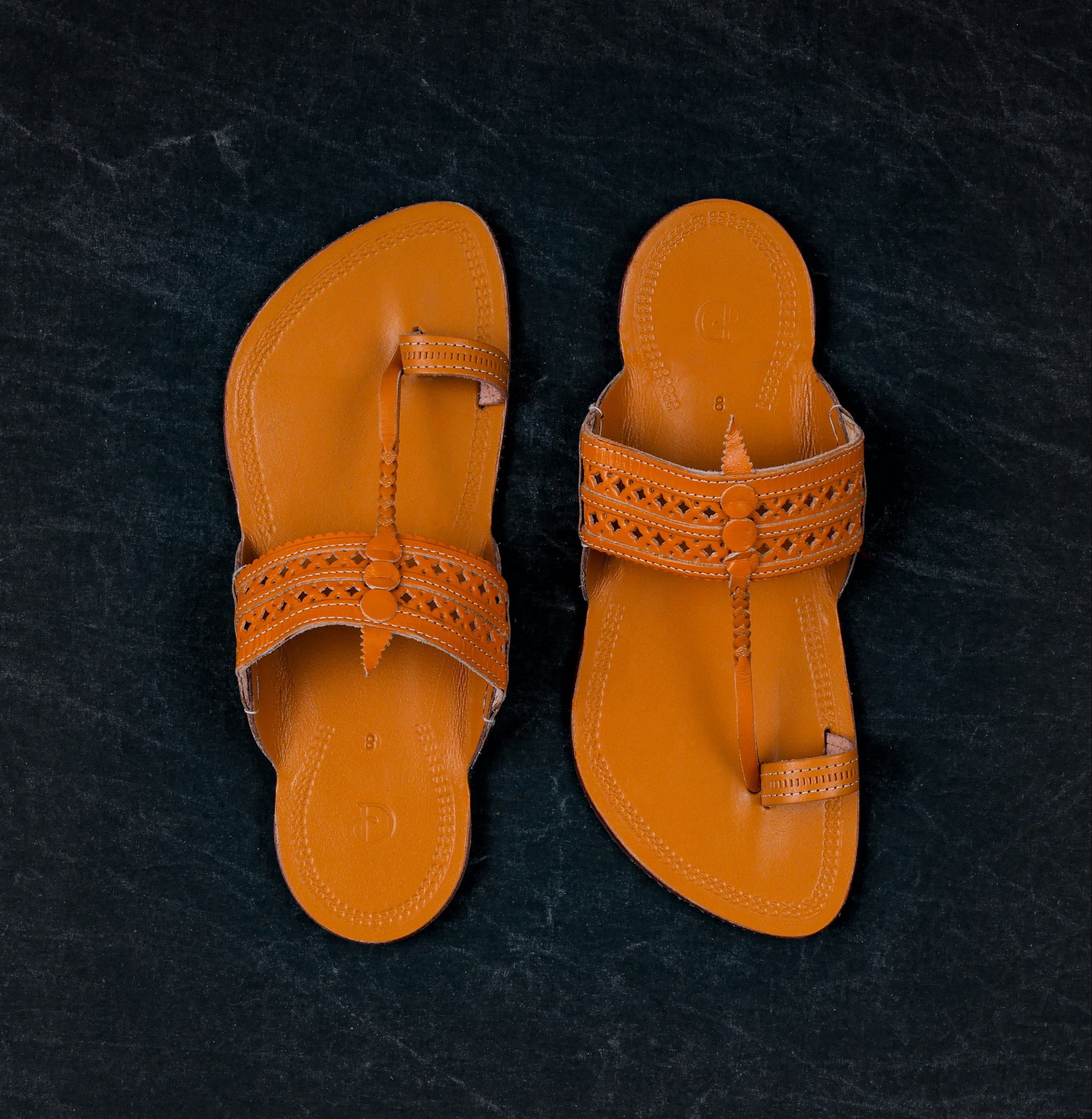 Patent Leather Tan Kolhapuri Chappal