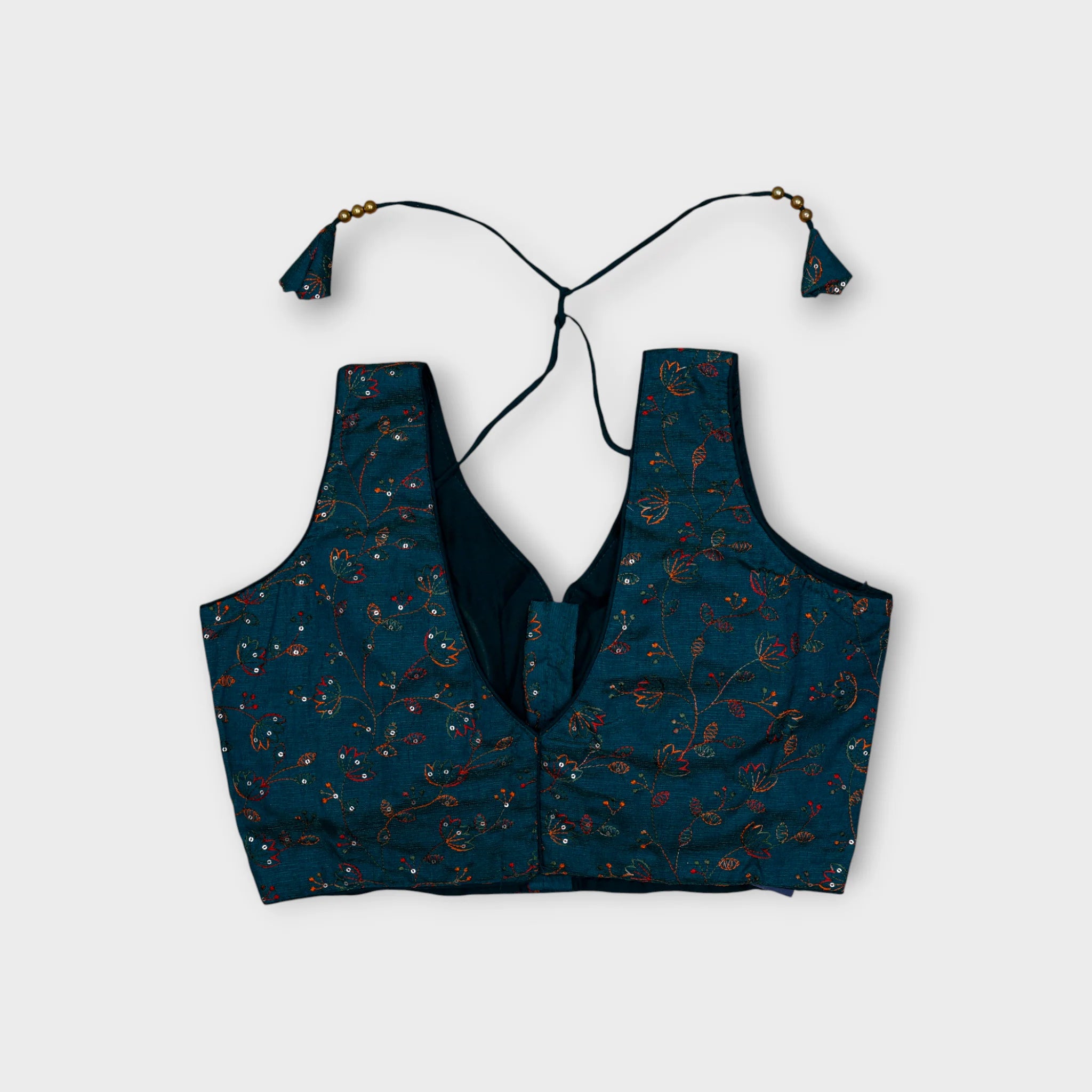 Silk V Neck Embroidered Readymade Blouse