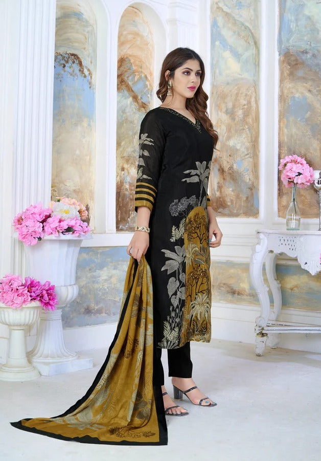 Black Beaded Chinon Silk Kurta Set