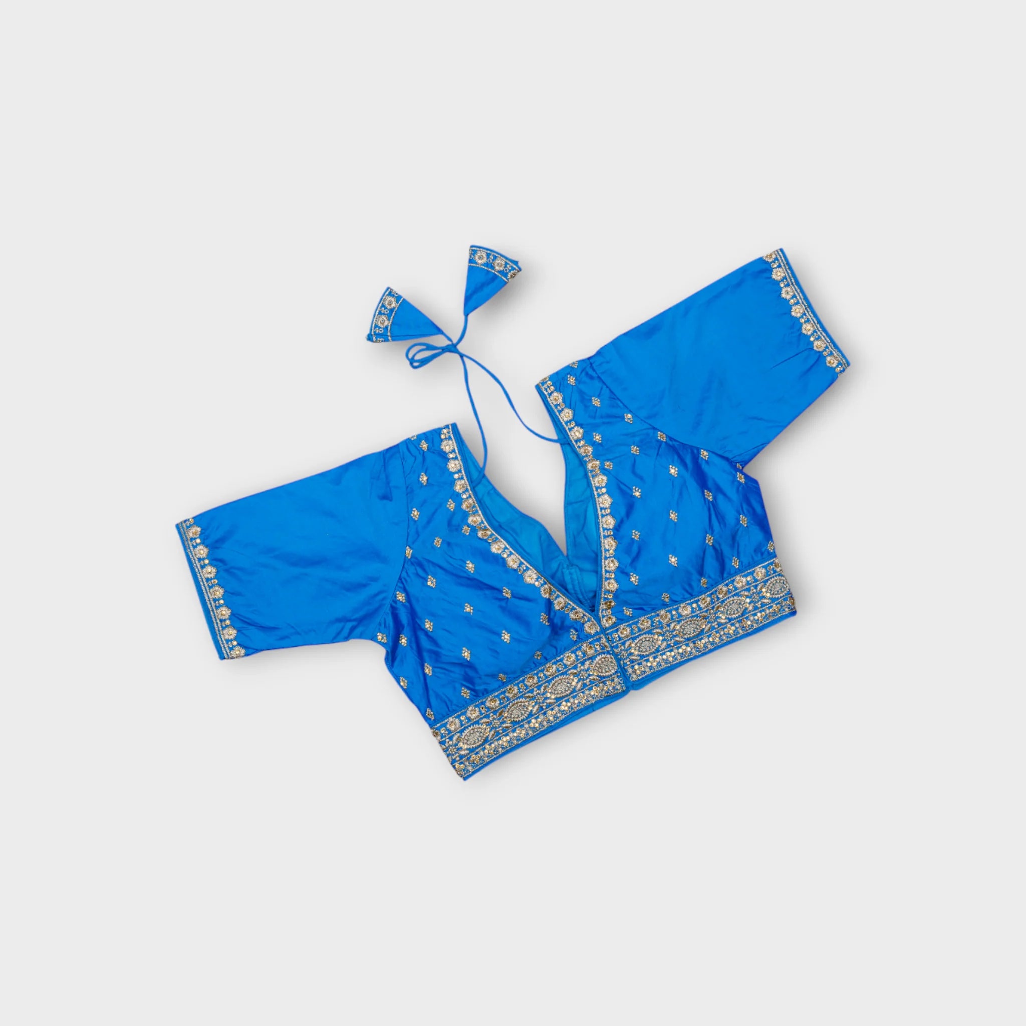Silk V Neck Back Closure Readymade Blouse
