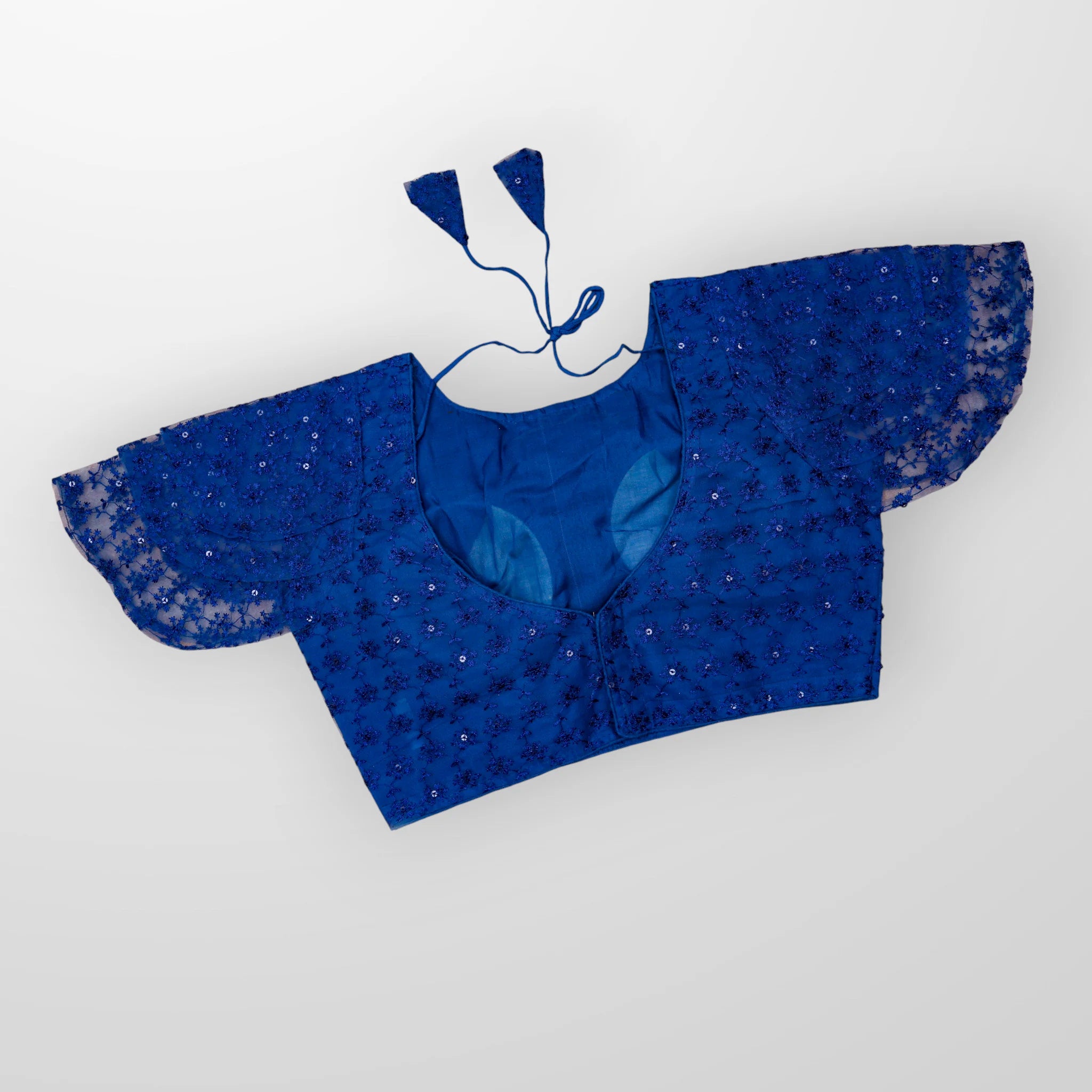 Embroidered Ruffle Sleeve Cotton Readymade Blouse