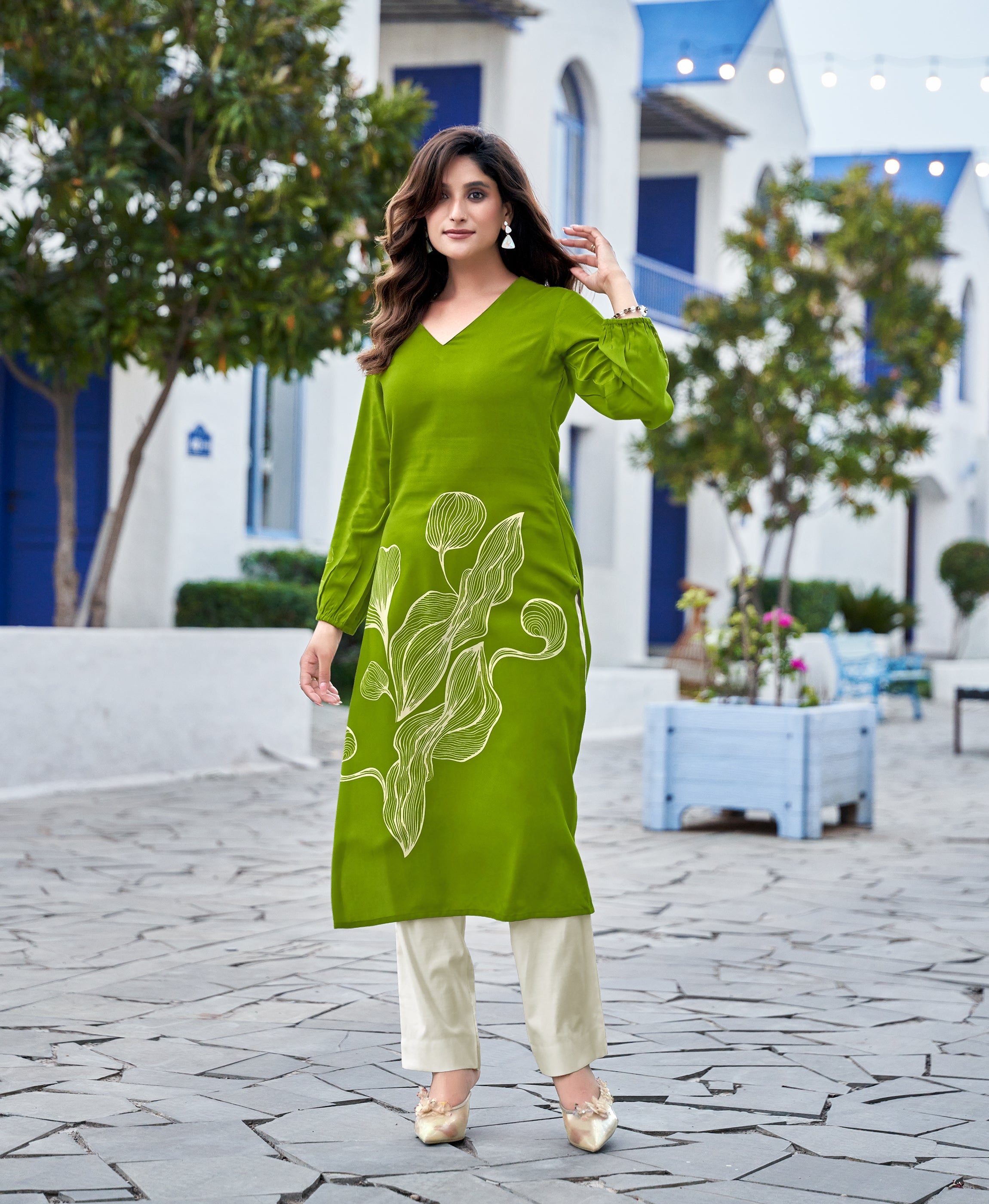 Geometric Botanical Pattern Kurta
