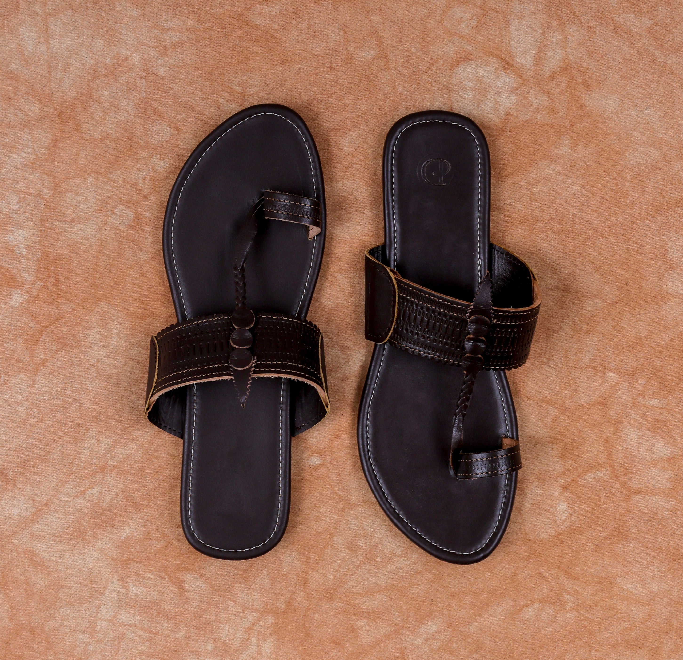 Dark Brown Patent Leather Artisan Flats