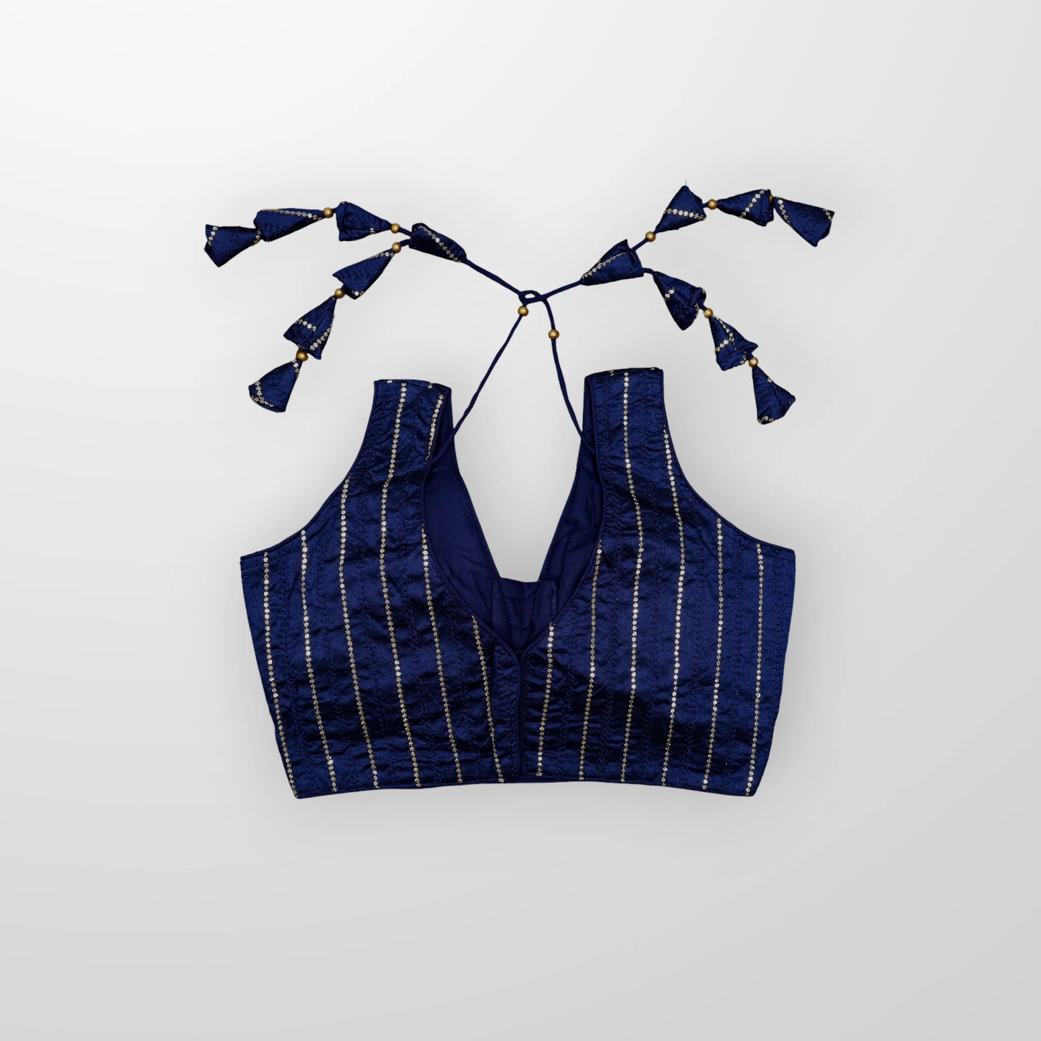 Raw Silk V Neck Embroidered Readymade Blouse