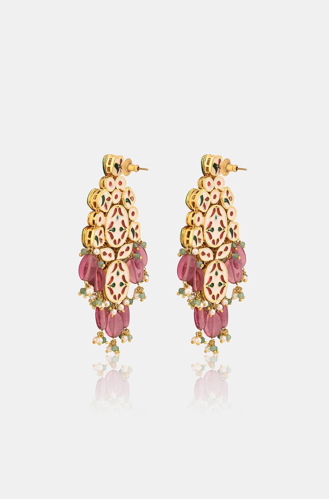 Pink Kundan Sparkle Earrings - Dyulokha