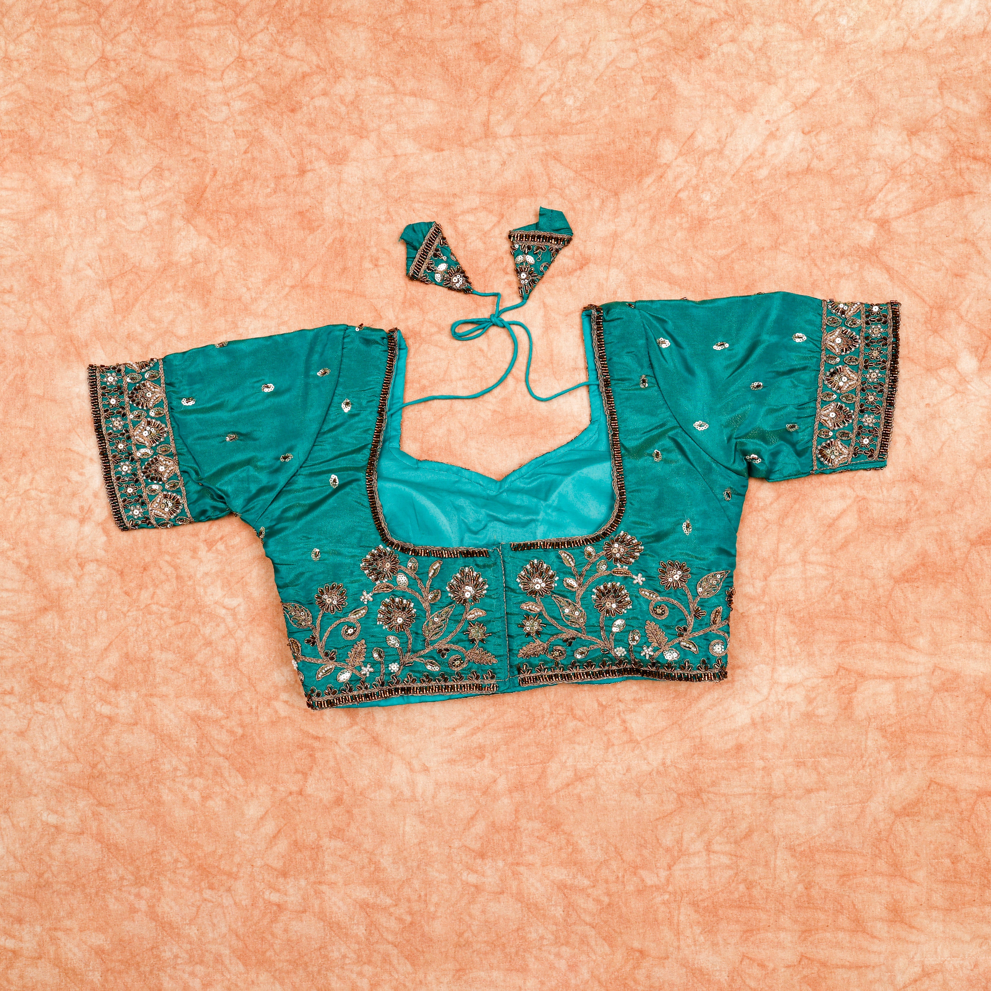 Chic Cosmos Silk Blouse with Notched Neck