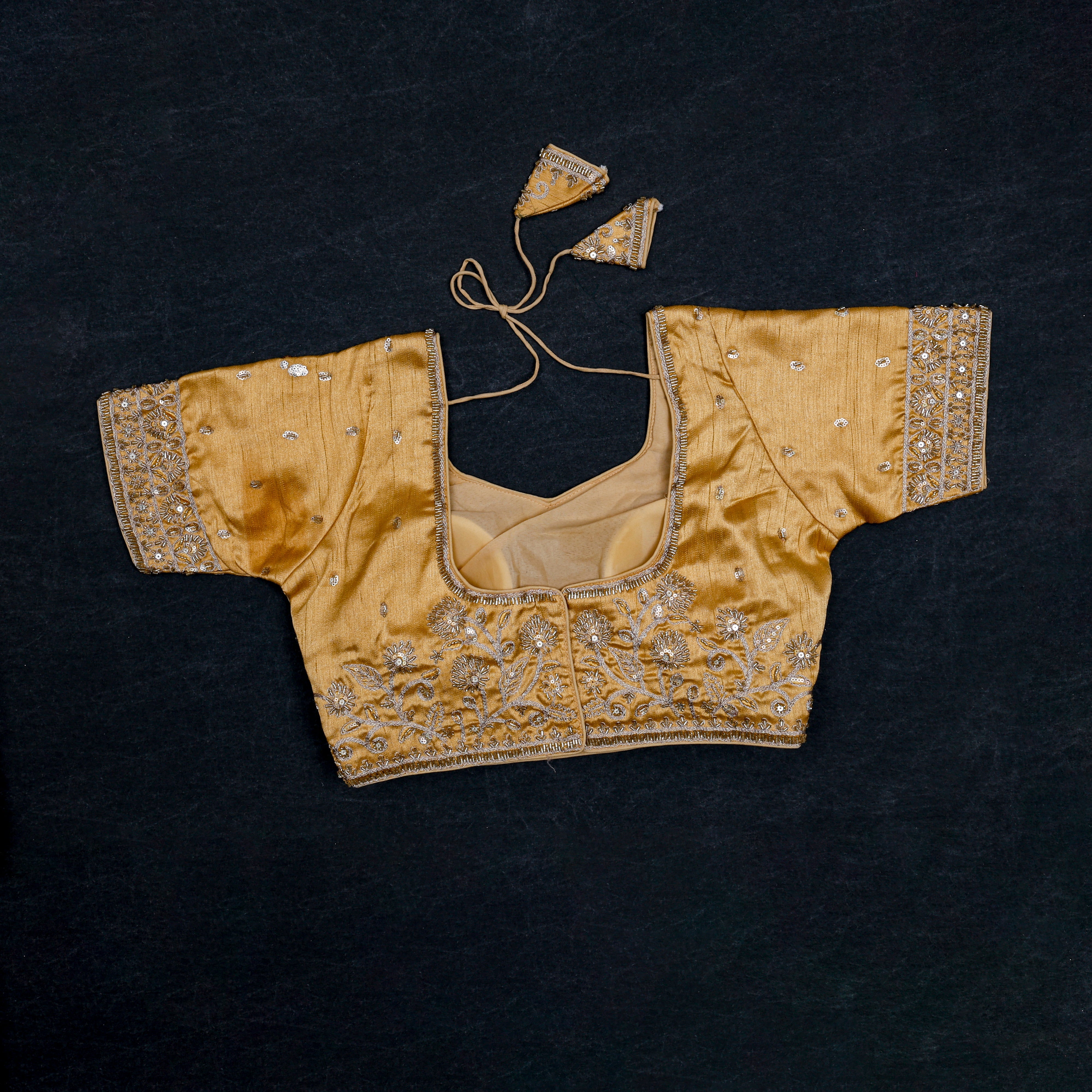 Chic Cosmos Silk Blouse with Notched Neck