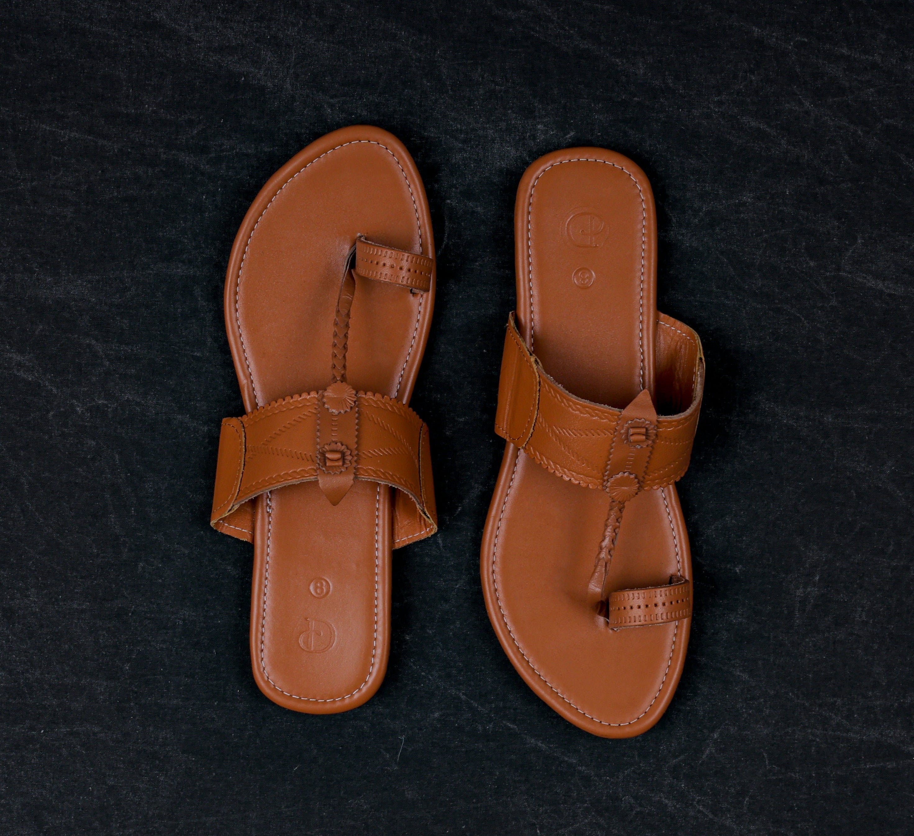 Tan Handcrafted Leather Kolhapuri Sandals