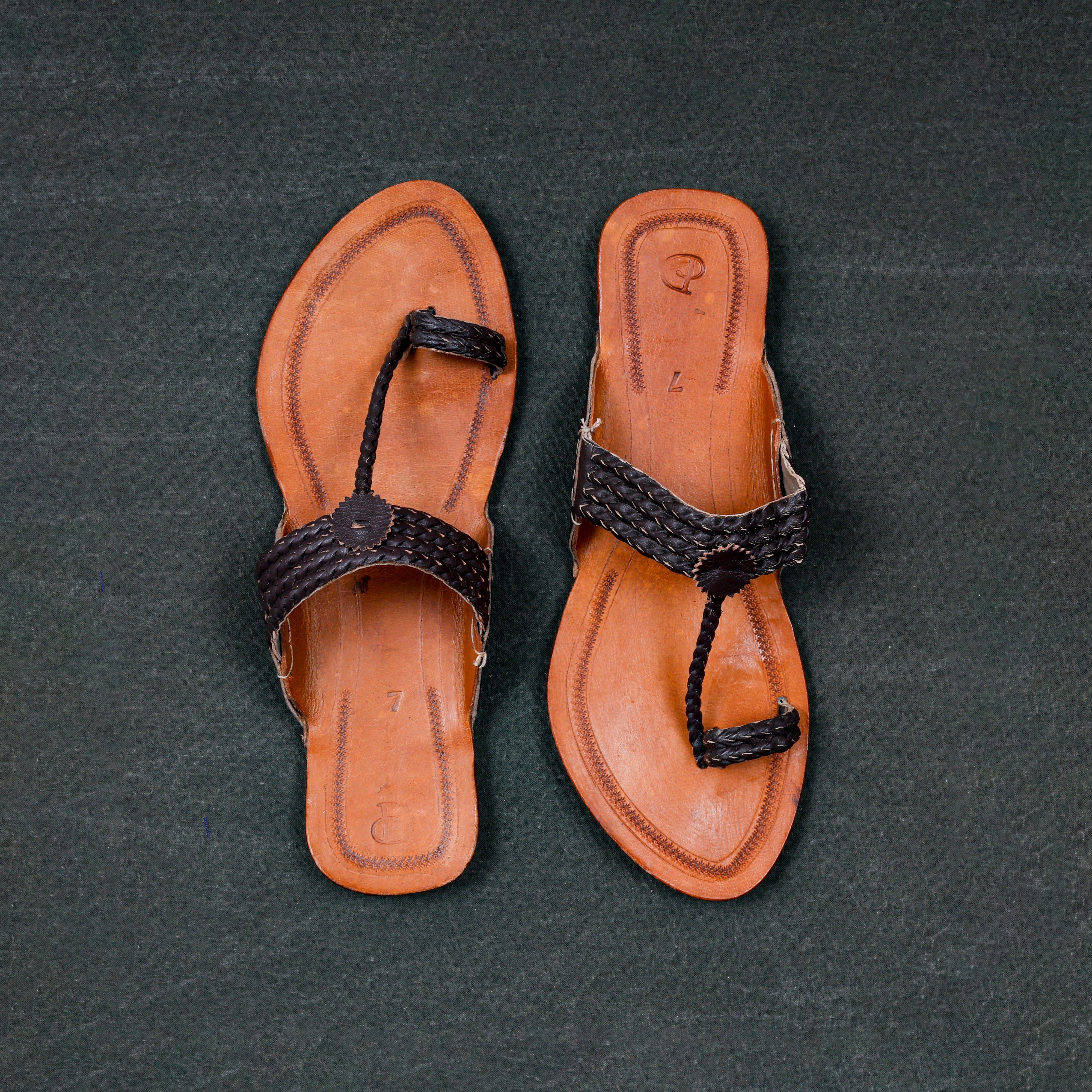Tan Patent Kolhapuri Sandals