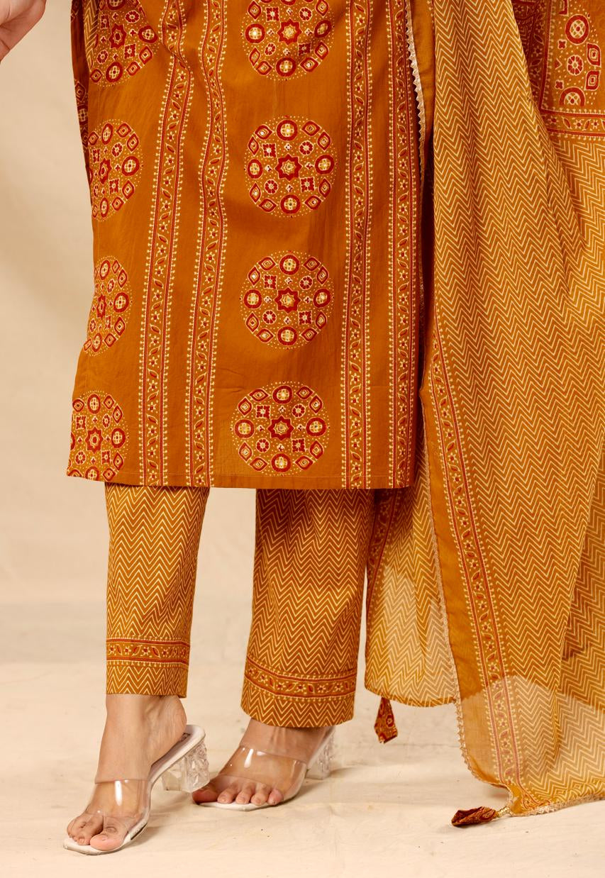 Mirror Embroidered Cotton Kurta Set