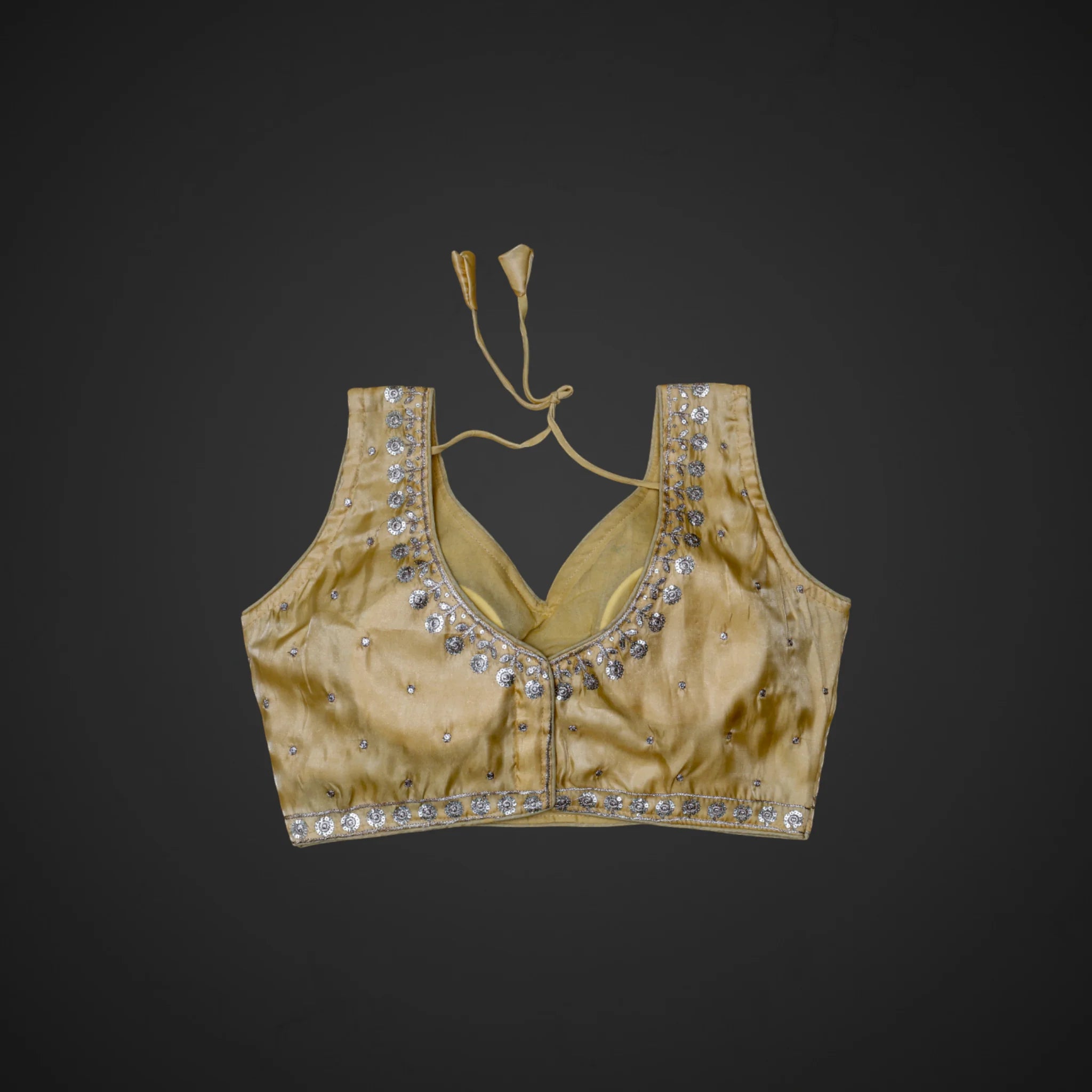 Silk Sequined Zari Leaf Embroidered Blouse