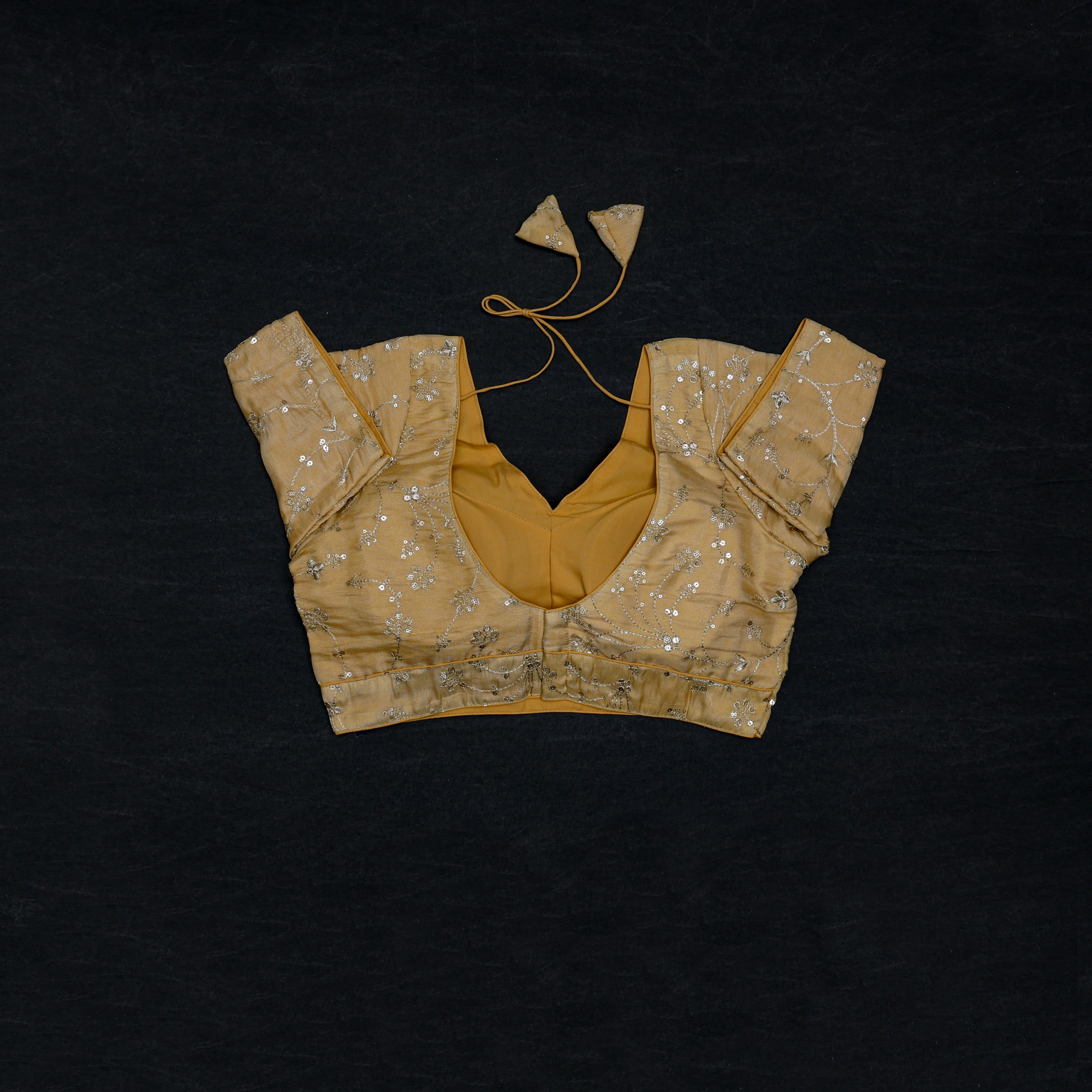 Silk V Neck Fitted Sleeve Readymade Blouse