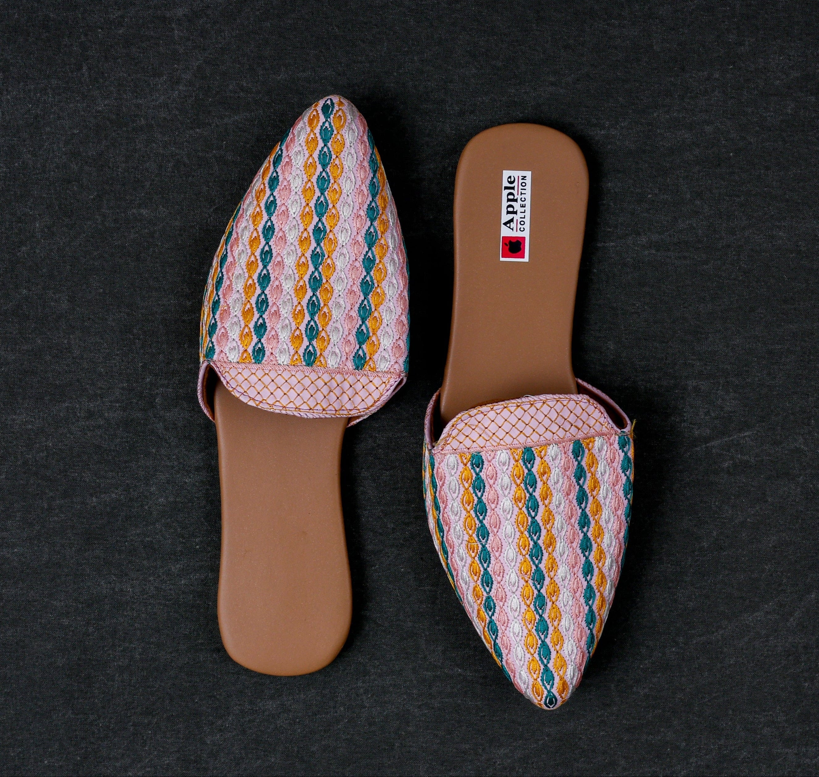 Multicolor Two Tone Ethnic Mules