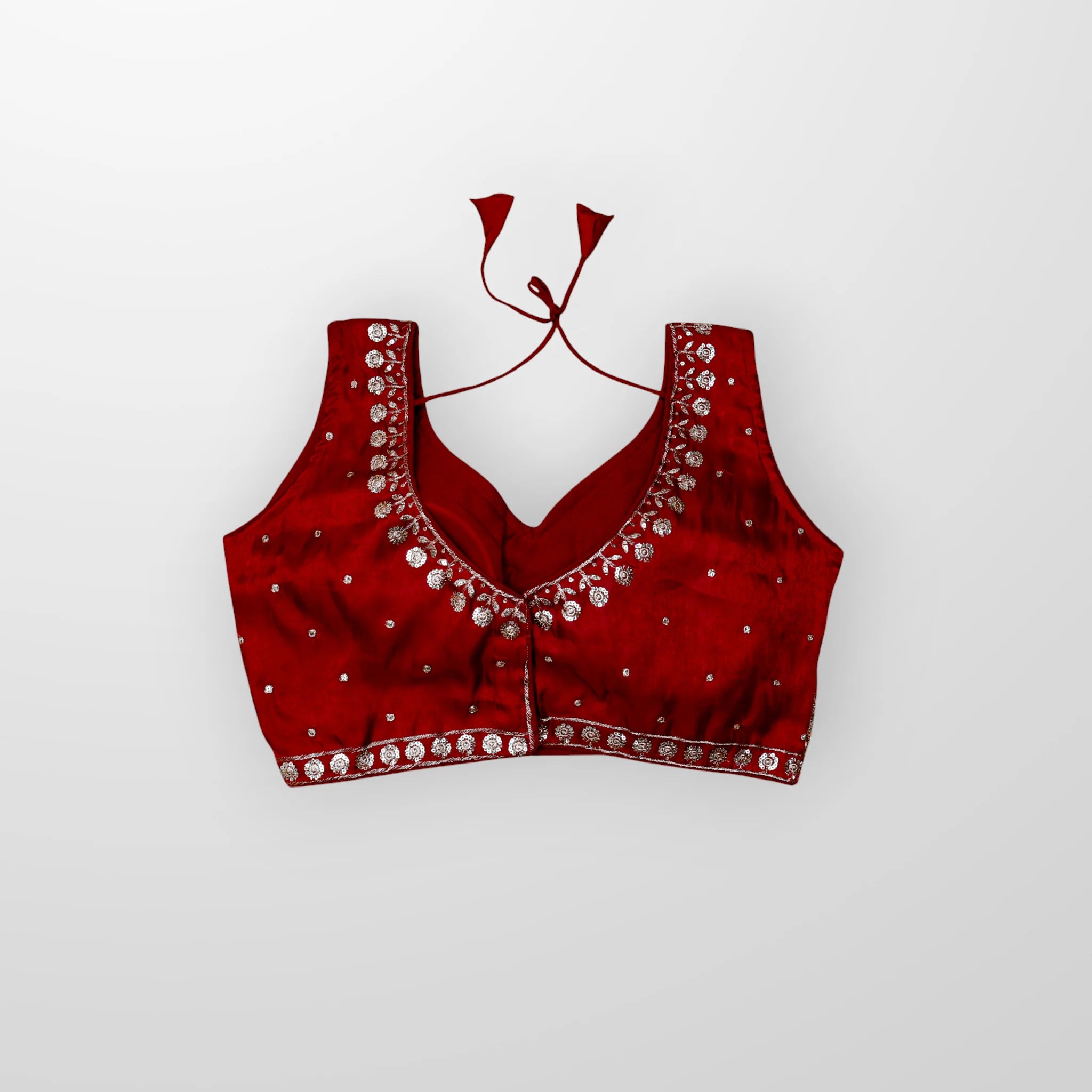 Silk Sequined Zari Leaf Embroidered Blouse