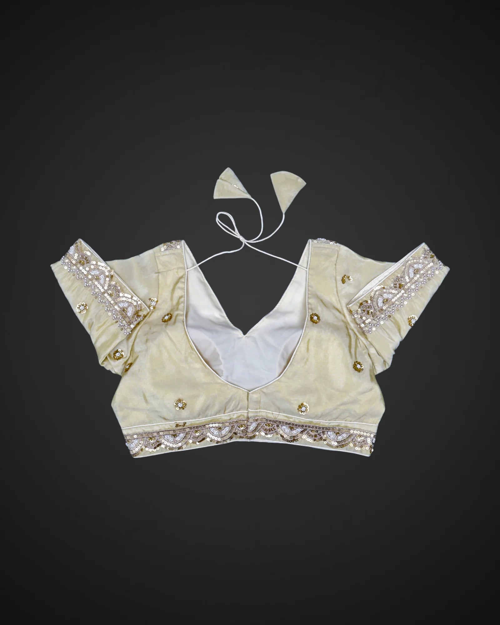 V Neck Cotton Deep Back Readymade Blouse
