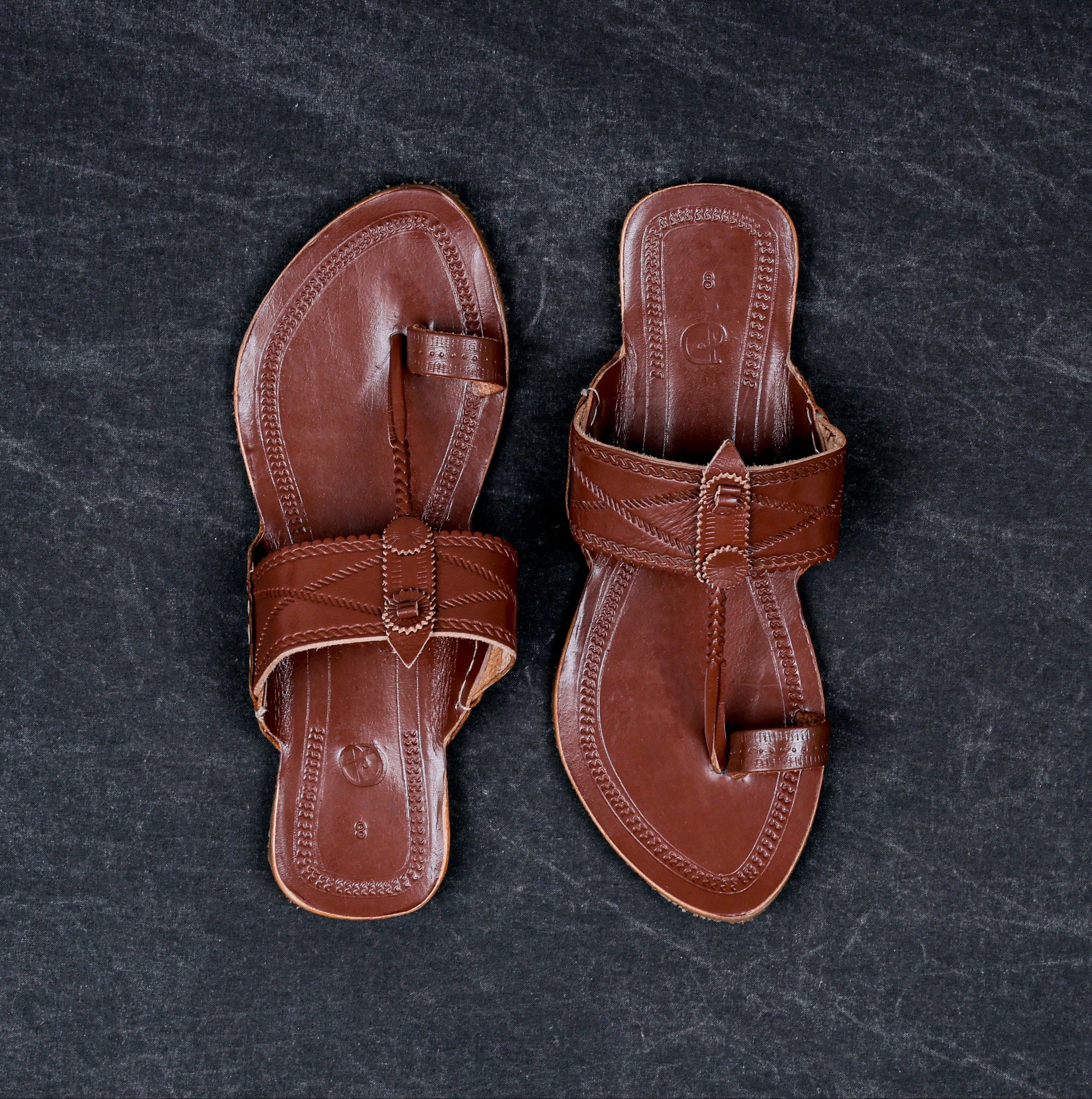 Premium Dark Brown Patent Kolhapuri Chappal